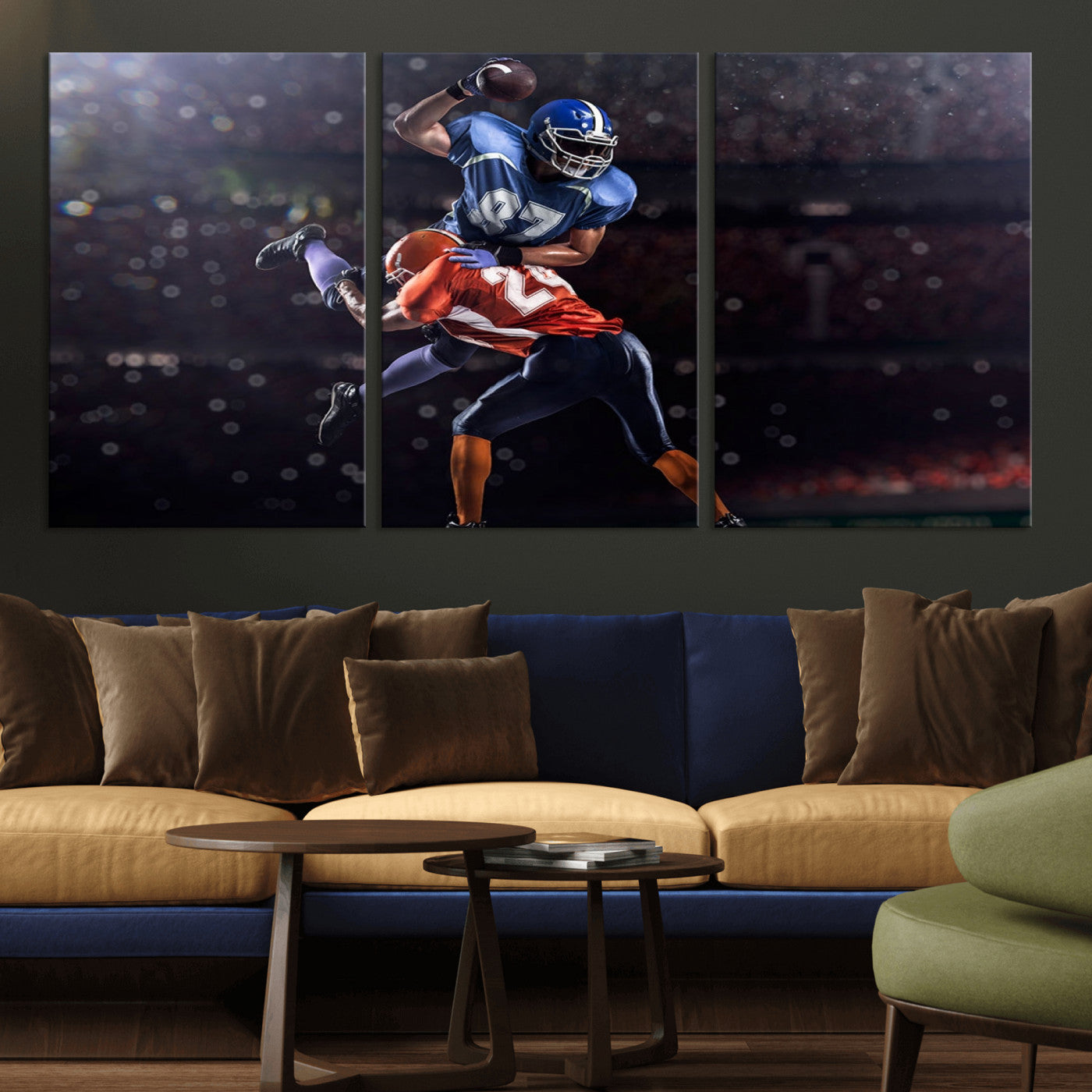 76491-MGV-CV-36X24-American Football Wall Art Canvas Print, Stadium Sport Wall Art Print