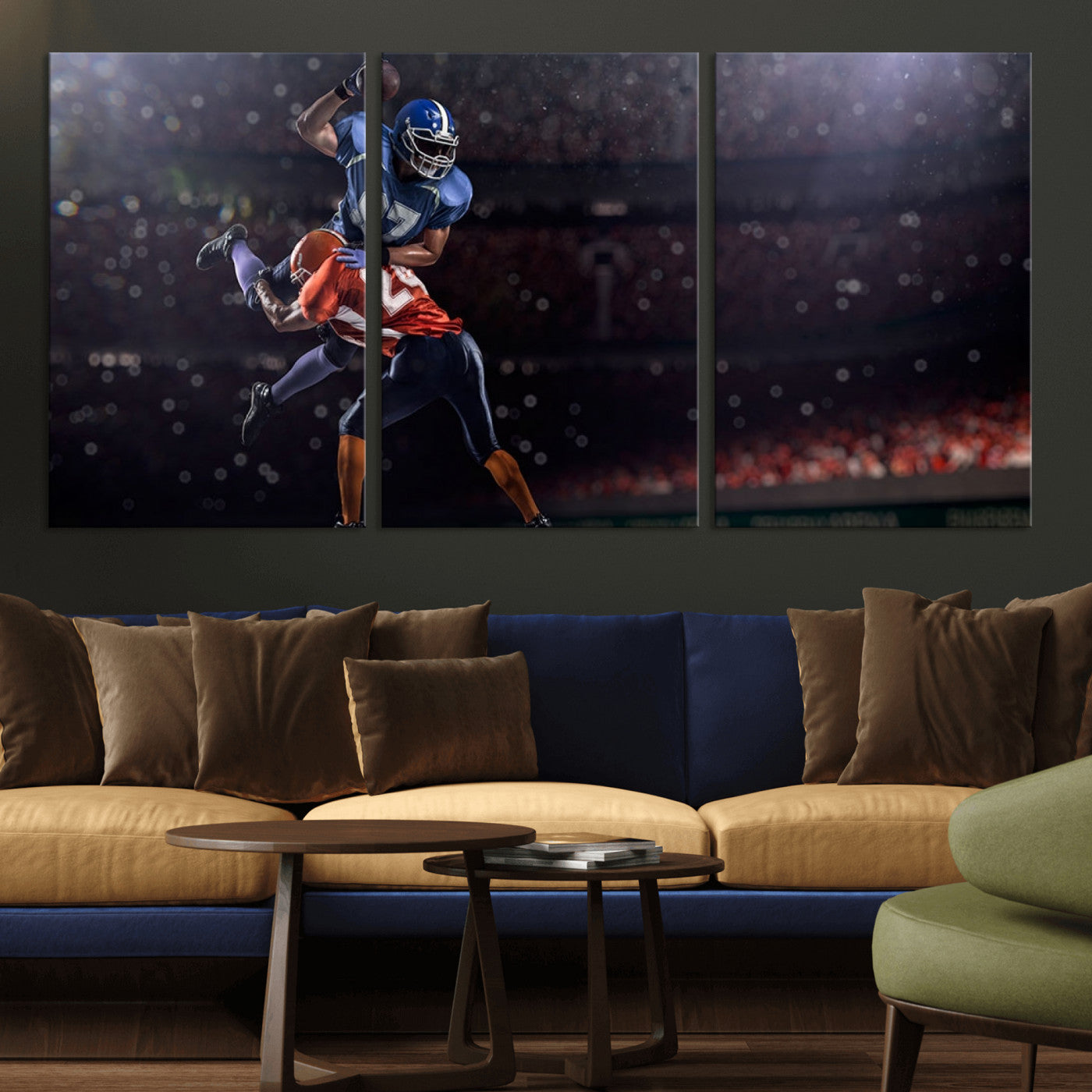 68009-MGV-CV-36X24-American Football Wall Art Canvas Print, Stadium Sport Wall Art Print