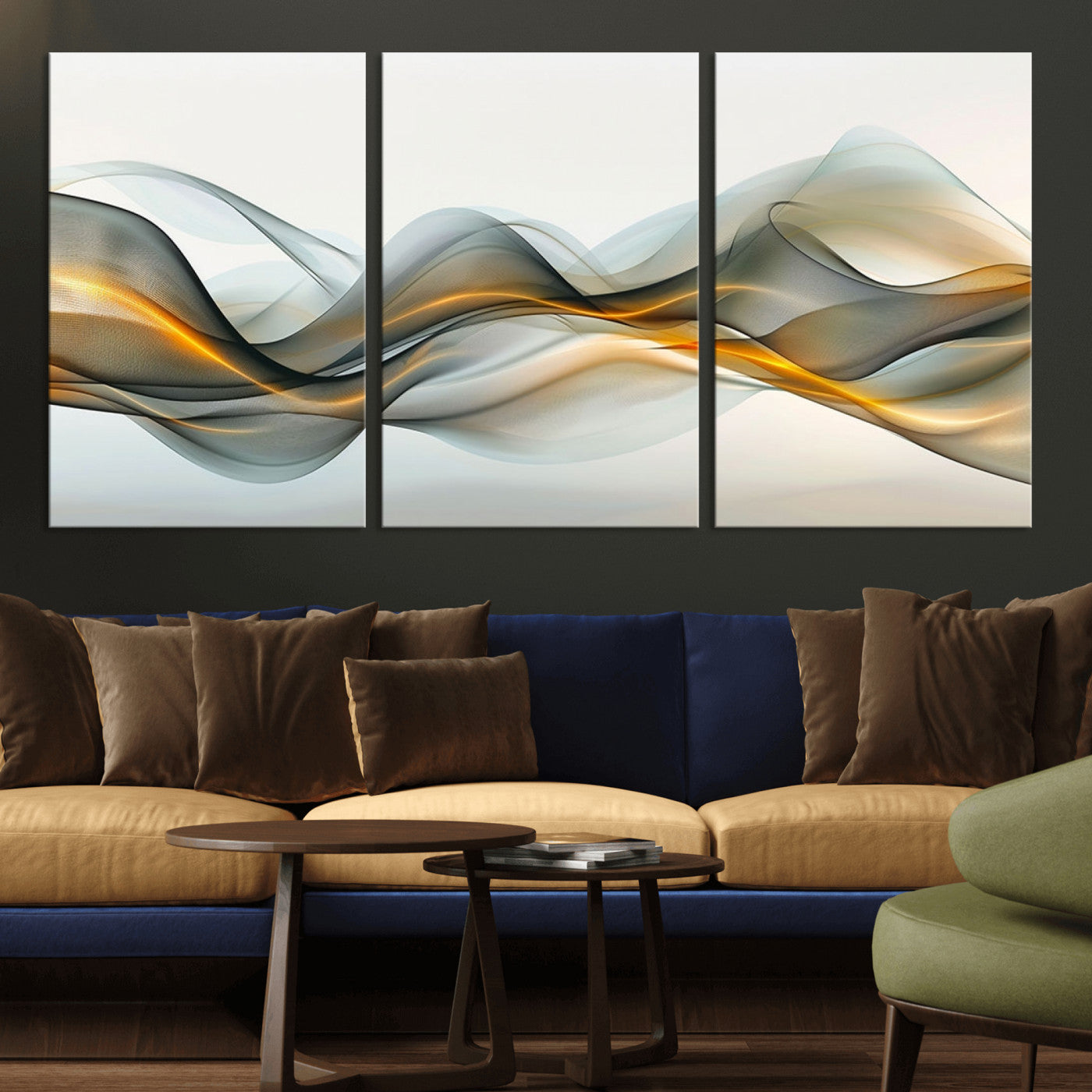 ES1001-MGV-CV-36X24-Abstract Wave Canvas Wall Art – Fluid Contemporary Elegance in Motion – Ready to Hang