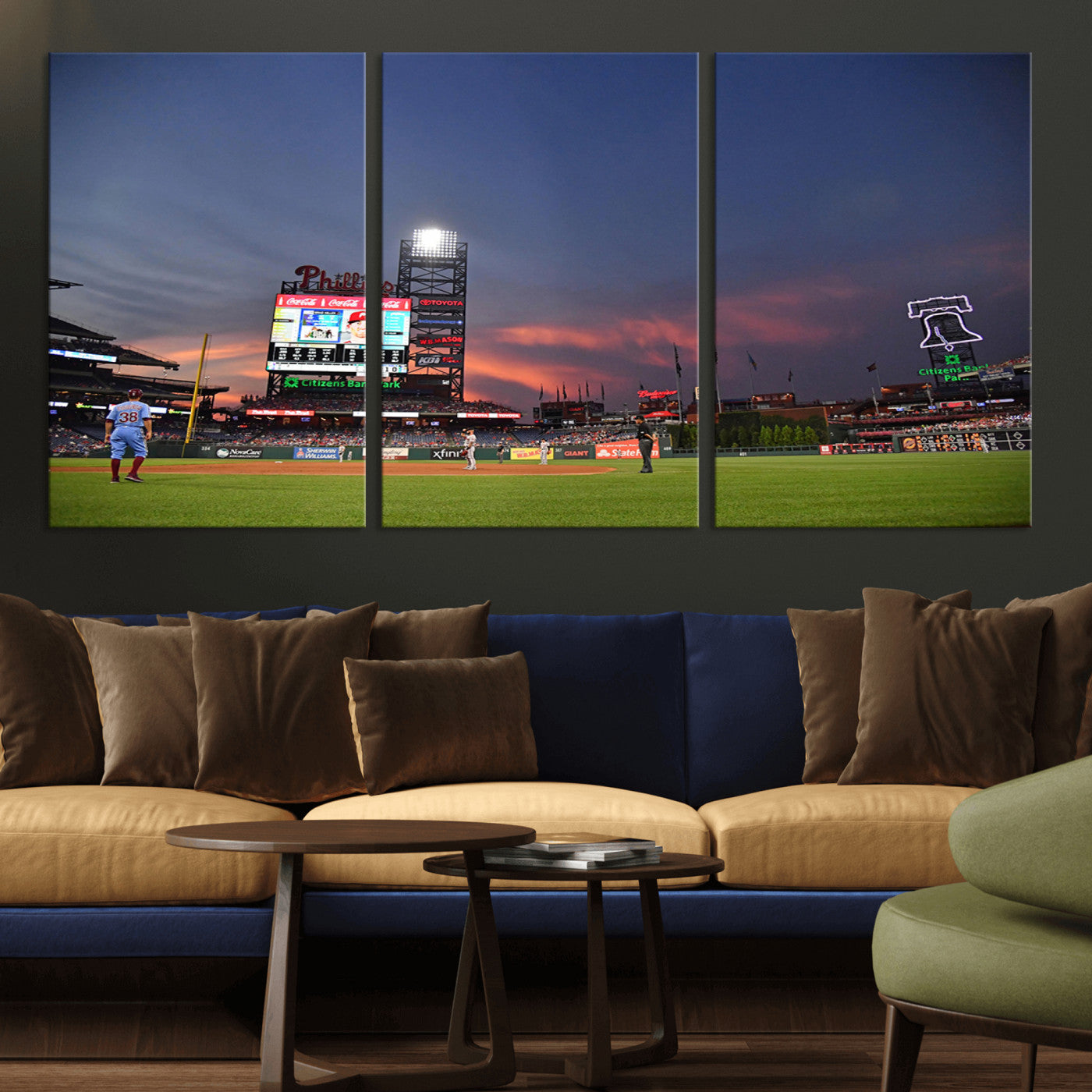 22594-MGV-CV-36X24-Philadelphia Phillies Baseball Print - Philadelphia Citizens Bank Park Stadium Wall Art, Phillies