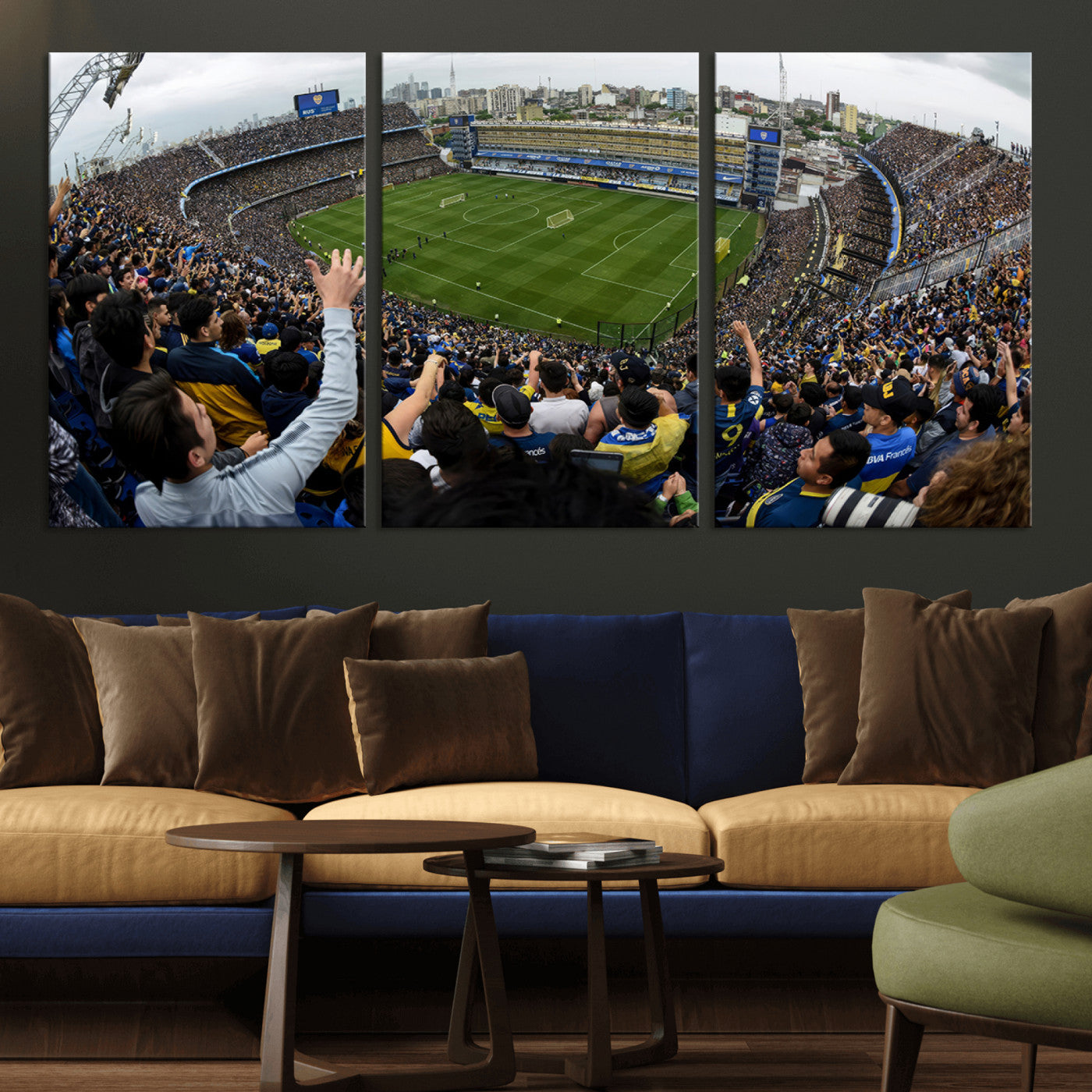 23173-MGV-CV-36X24-Boca Juniors Soccer Team Print - Buenos Aires Bombonera Stadium Wall Art Canvas Print