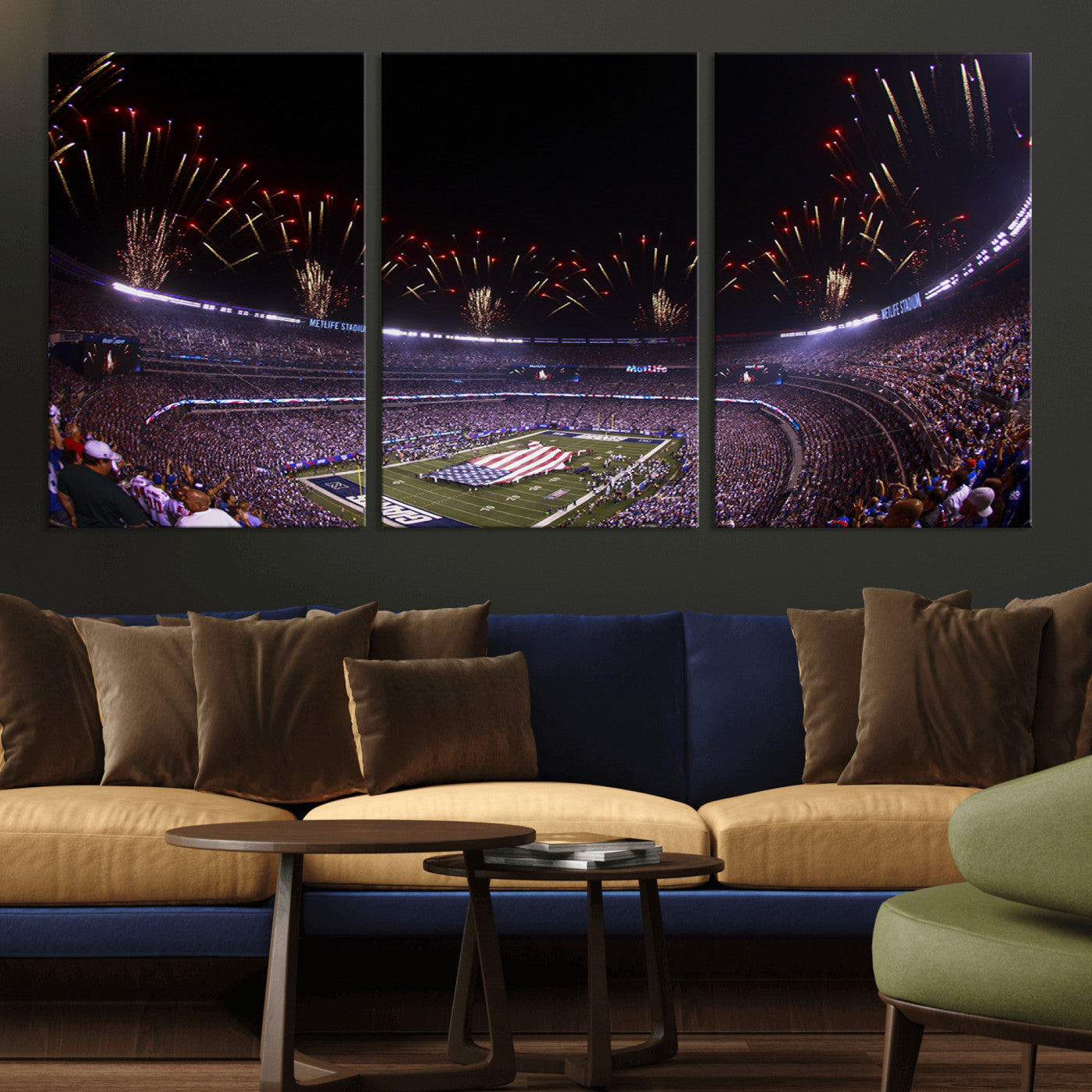 -New York Giants Football Team Print - East Rutherford MetLife Stadium Wall Art Canvas Print