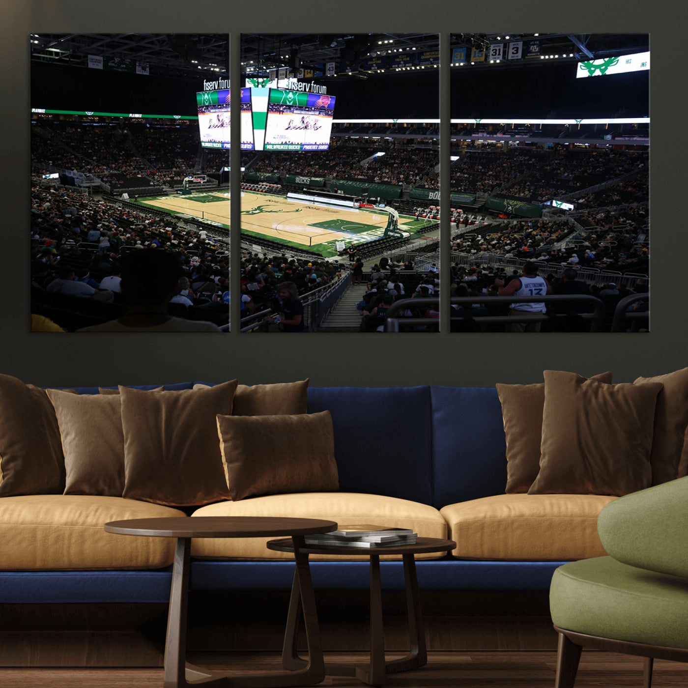 -Milwaukee Bucks Basketball Print - Fiserv Forum Stadium Wall Art Canvas Print