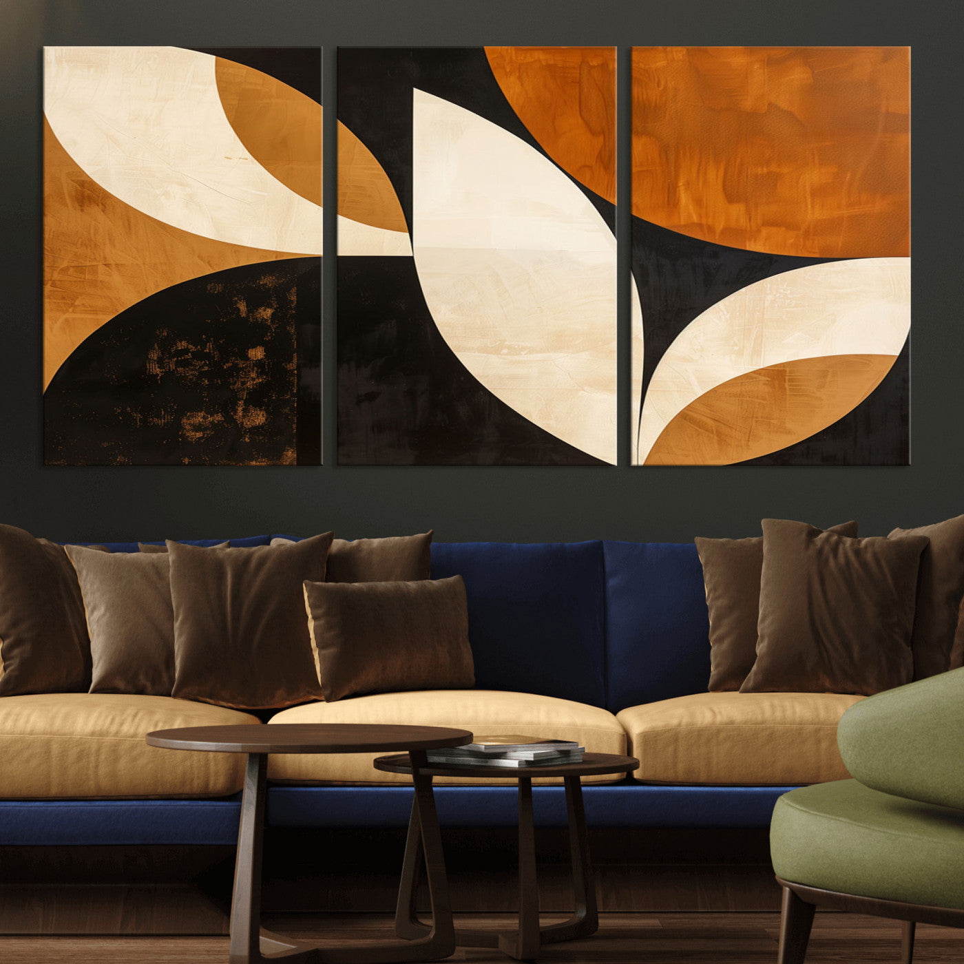 21251-MGV-CV-36X24-Geometric Abstract Wall Art Canvas Print, Mid Century Modern Wall Art Print