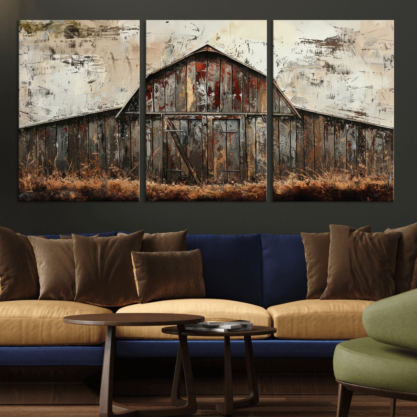 -Rustic Barn Wall Art | Farmhouse Wall Decor Canvas Print | Ready to Hang Barn Decor for Cabin or