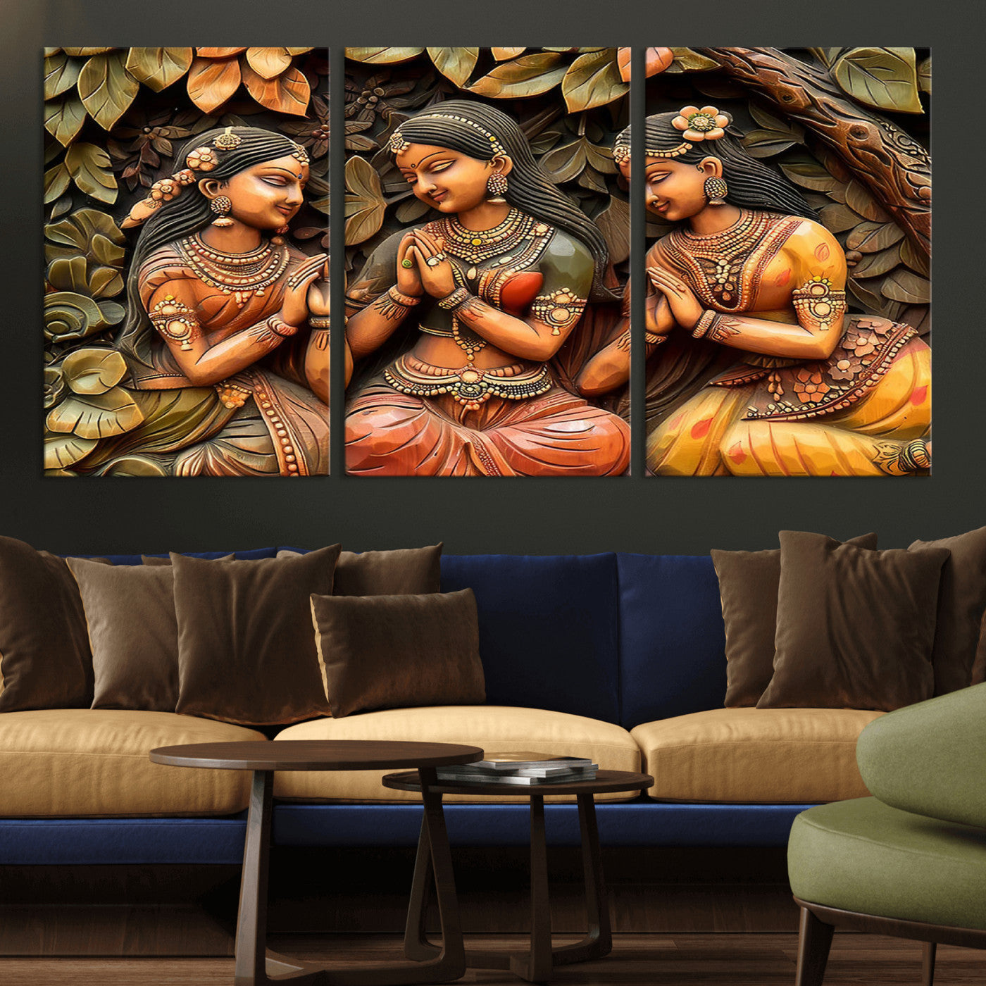 12926-MGV-CV-36X24-Indian Woman Statue Wall Art Canvas Print