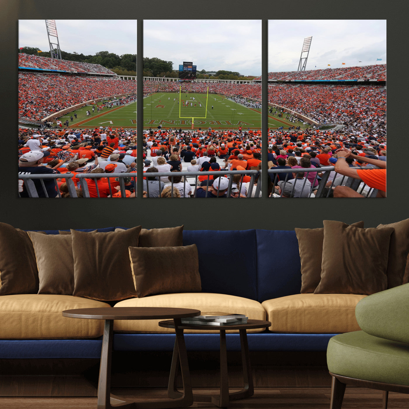63606-MGV-CV-36X24 - Virginia Cavaliers Football Team Print - Charlottesville Scott Stadium Print Wall Art Canvas