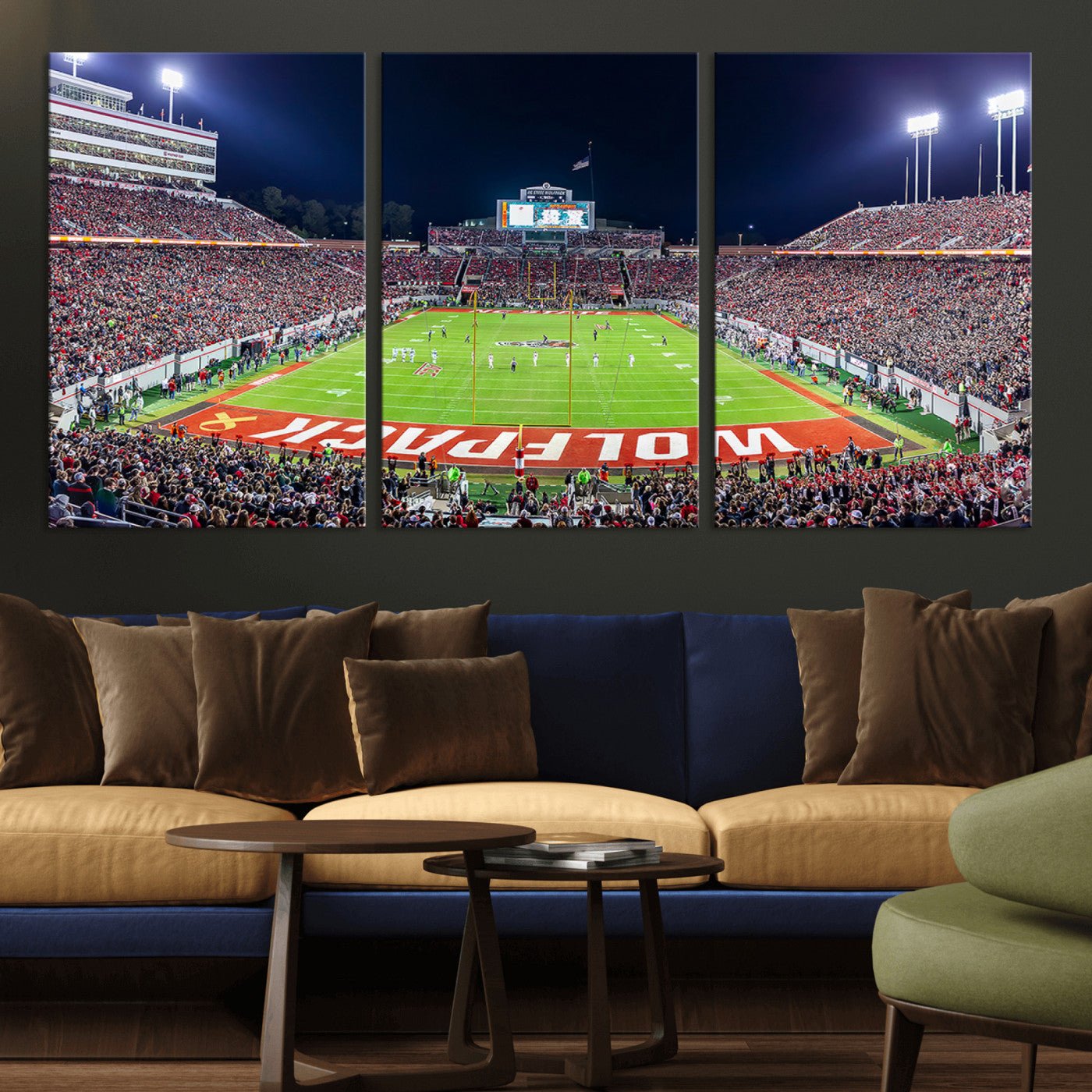 80943-MGV-CV-36X24-Wolfpack Football Team Print - Raleigh Carter-Finley Stadium Wall Art Canvas Print