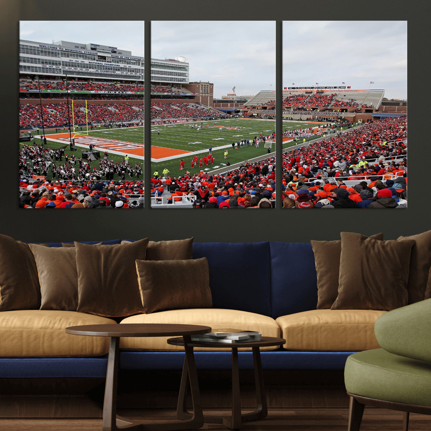 -University of Illinois Fighting Illini Football Team Print - Champaign Illinois Memorial Stadium