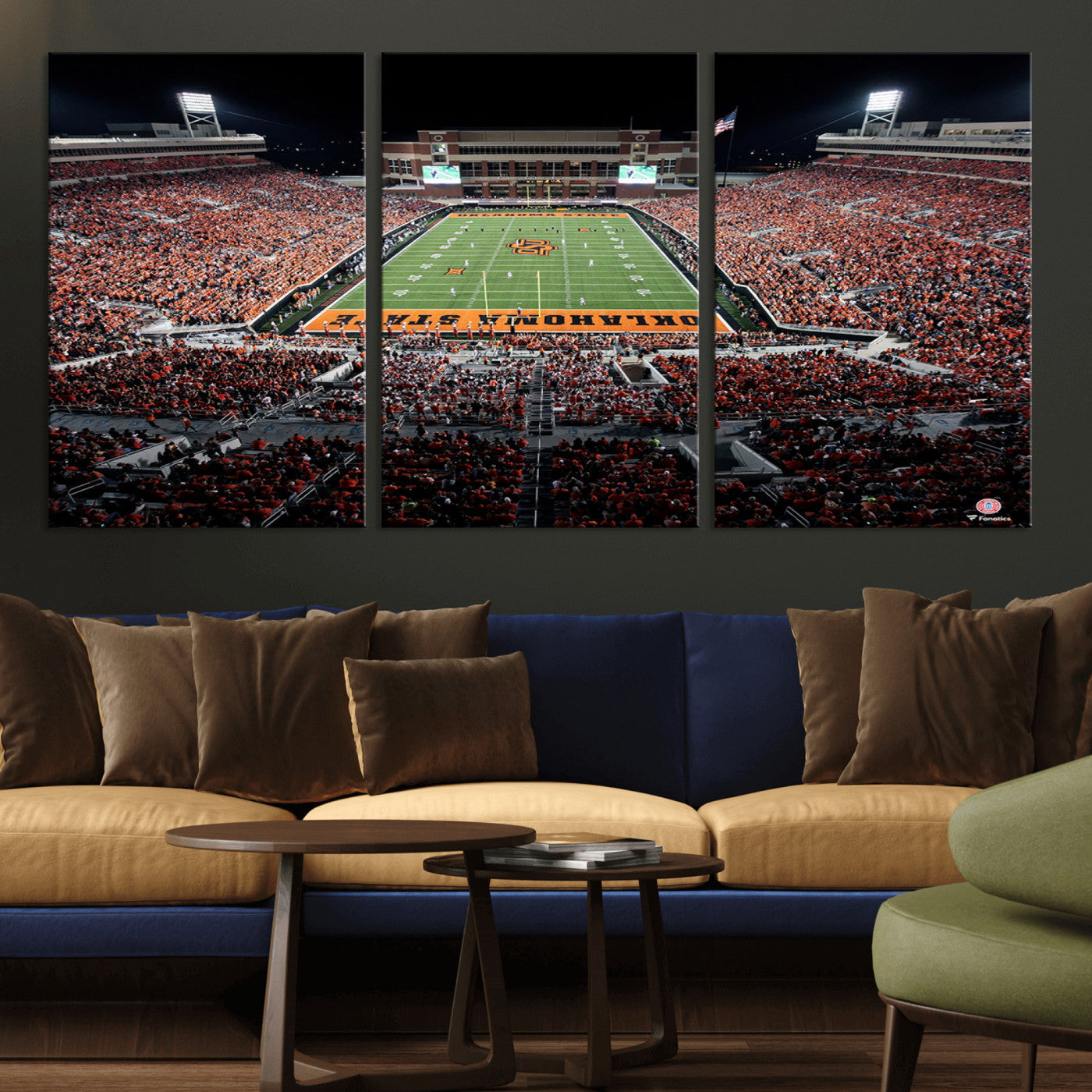 81675-MGV-CV-36X24-Boone Pickens Stadium Wall Art Oklahoma State Cowboys Print Framed Sports Canvas Art for Home, Office, Living Room