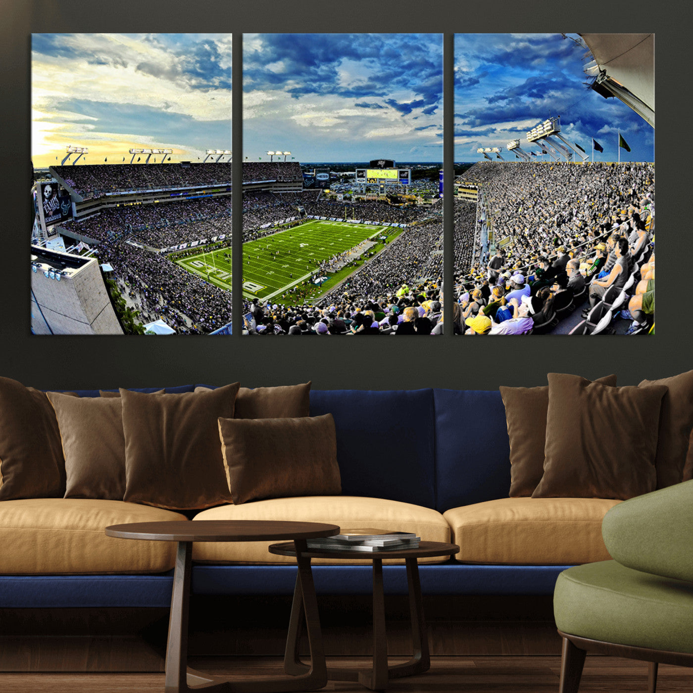 -Framed USF Bulls Football Team Print - Tampa Raymond James Stadium Wall Art Canvas Print