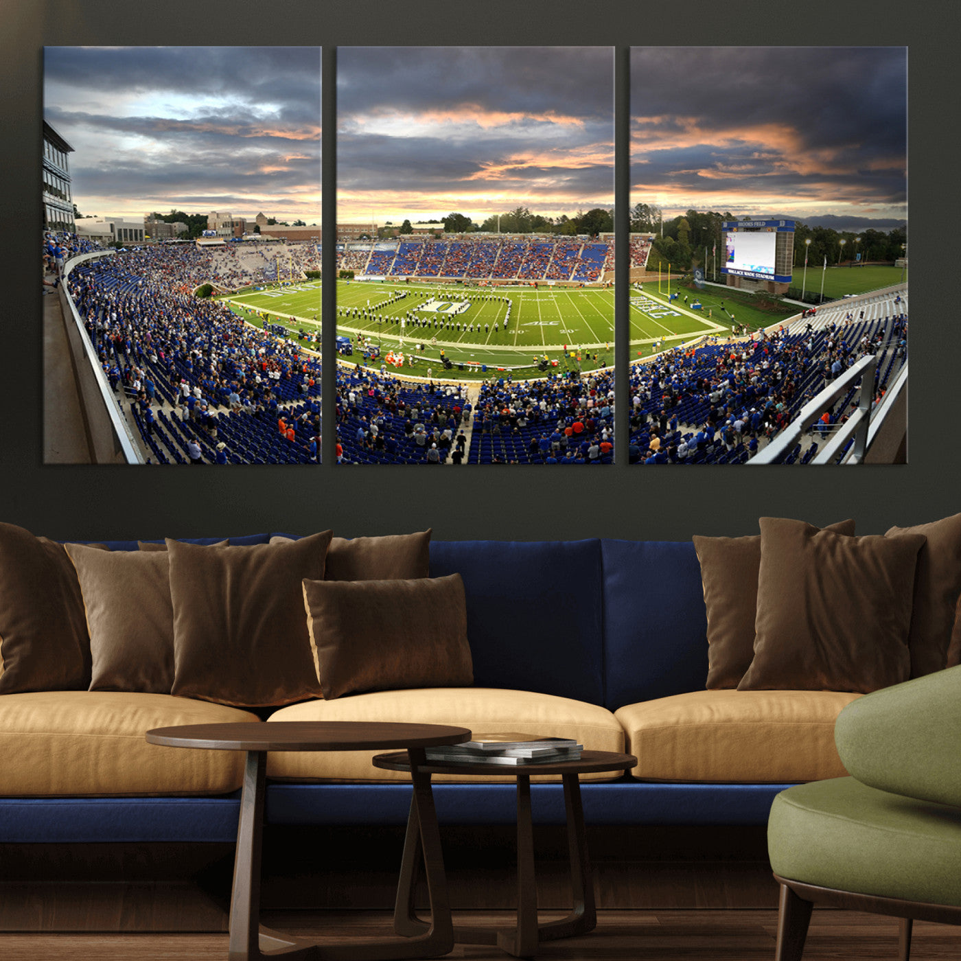 -Duke University Blue Devils Football Team Print - Durham Wallace Wade Stadium Wall Art Canvas Print