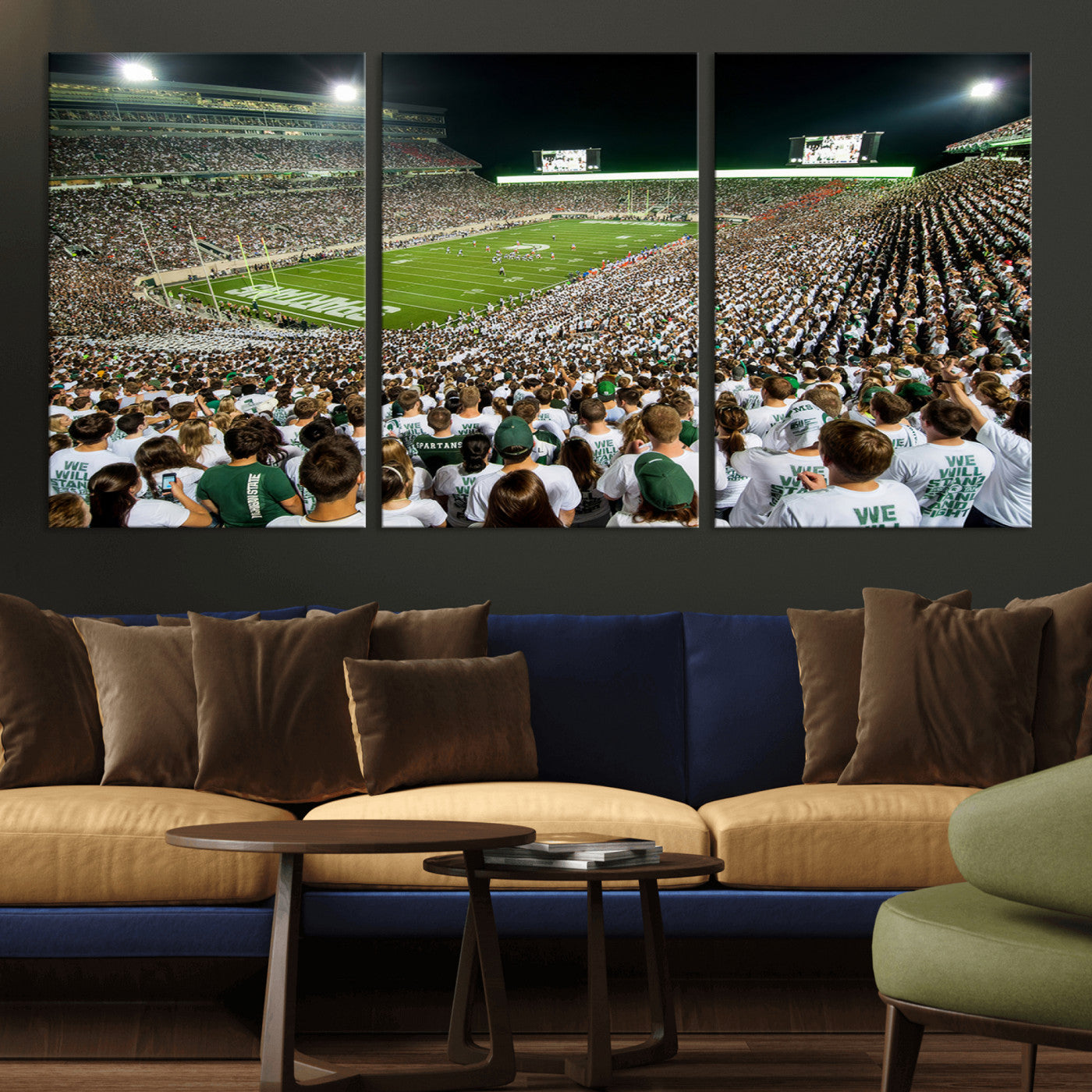 -Michigan State Spartans Football Canvas Print - East Lansing Spartan Stadium Wall Art Canvas Print