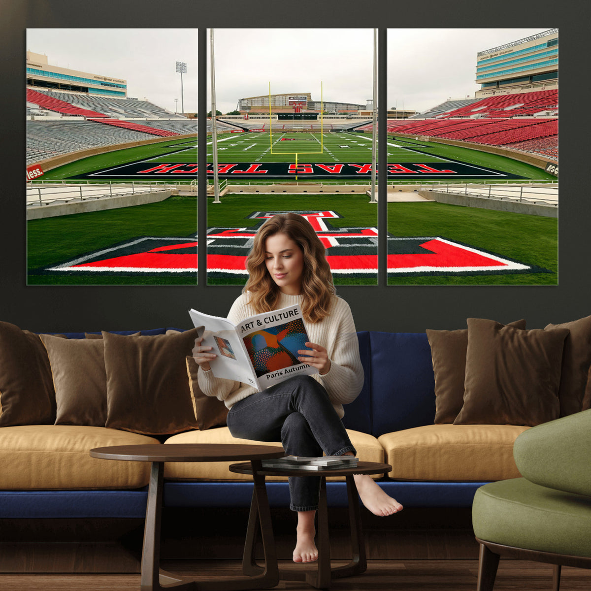 43169-PAN-FL-20X10 - Texas Tech Red Raiders Football Team Print - Lubbock Jones AT&T Stadium Wall Art Canvas Print