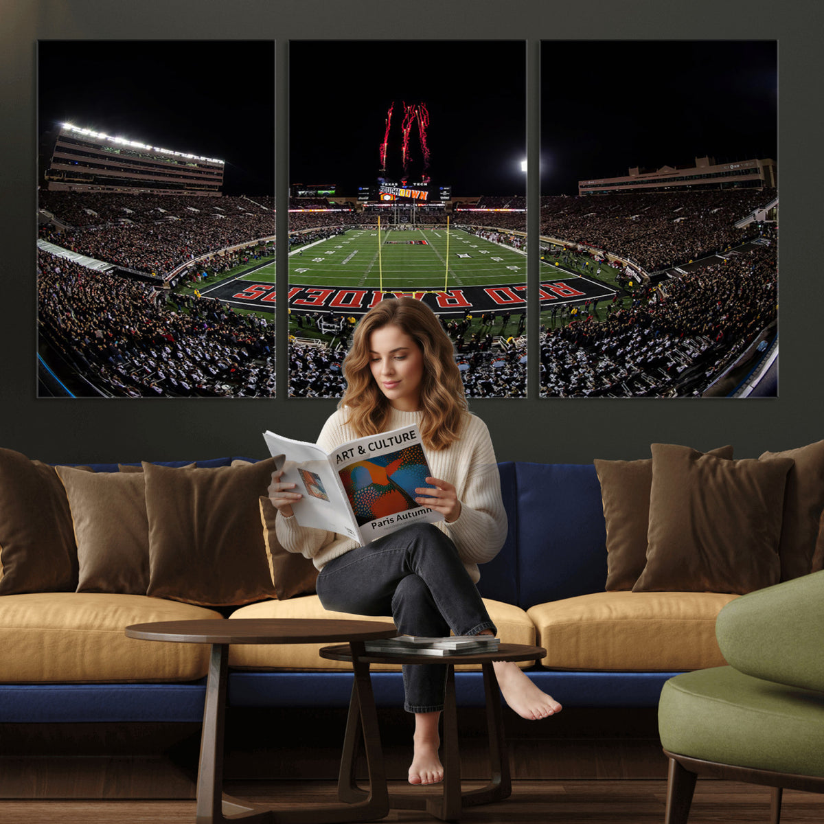 83122-PAN-FL-20X10 - Framed Texas Tech Red Raiders Stadium Canvas, Texas Tech Red Raiders Football Team Print - Lubbock