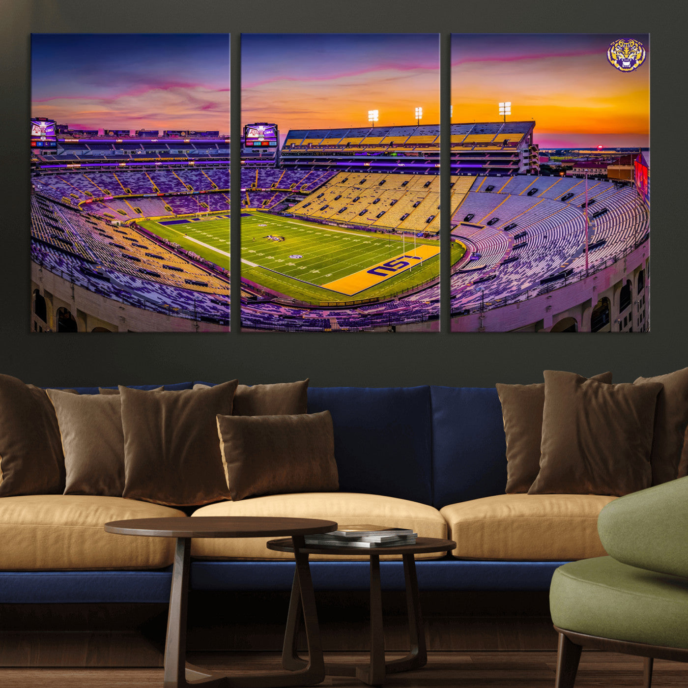 93538-MGV-CV-36X24-The Louisiana State University Tigers Football Team Print - Baton Rouge Tiger Stadium Wall Art