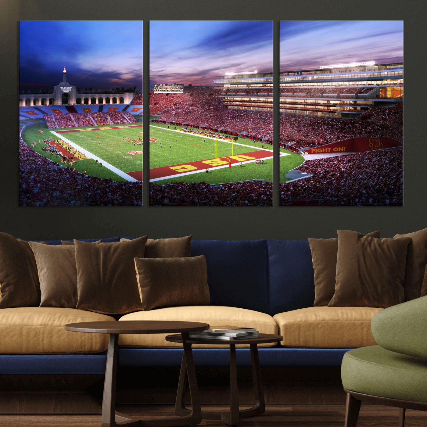-The University of Southern California USC Trojans Football Team Print - Los Angeles Memorial