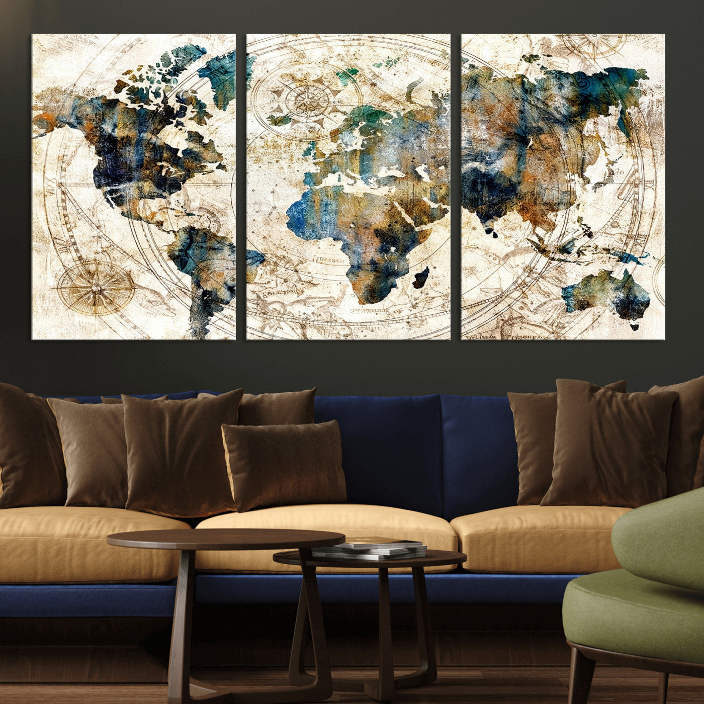 10554-MGV-CV-36X24 - Abstract World Map Art Print Canvas Print