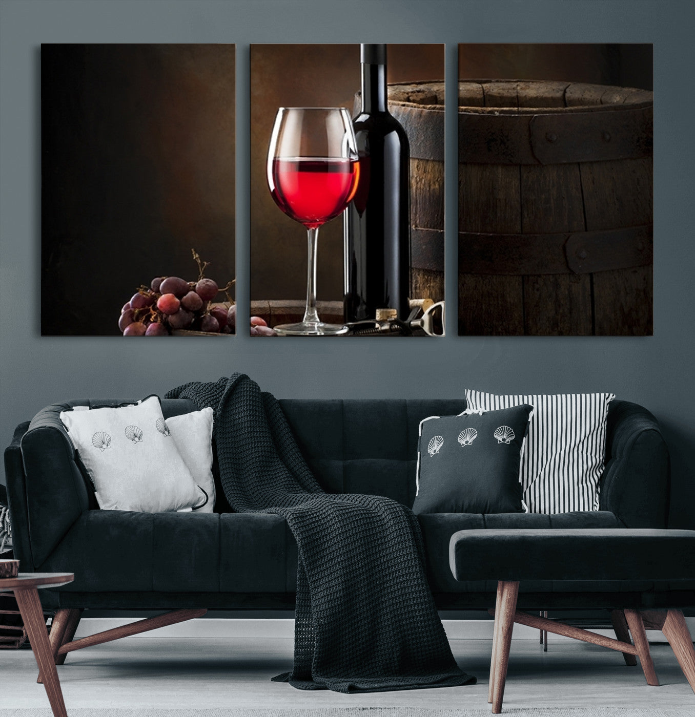 83702-MGV-CV-60X30-3P-Red Wine and Bottle Canvas Print