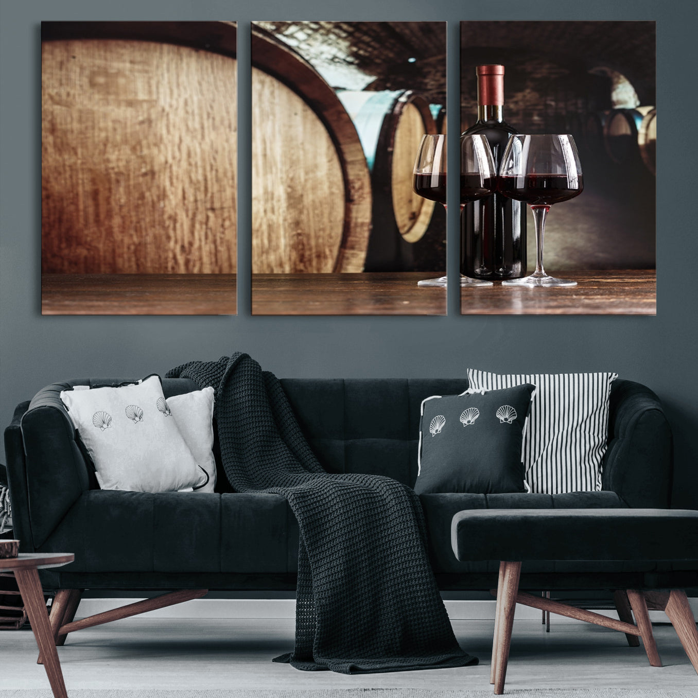 78874-MGV-CV-60X30-3P-Wine and Barrel Wall Art Canvas Print