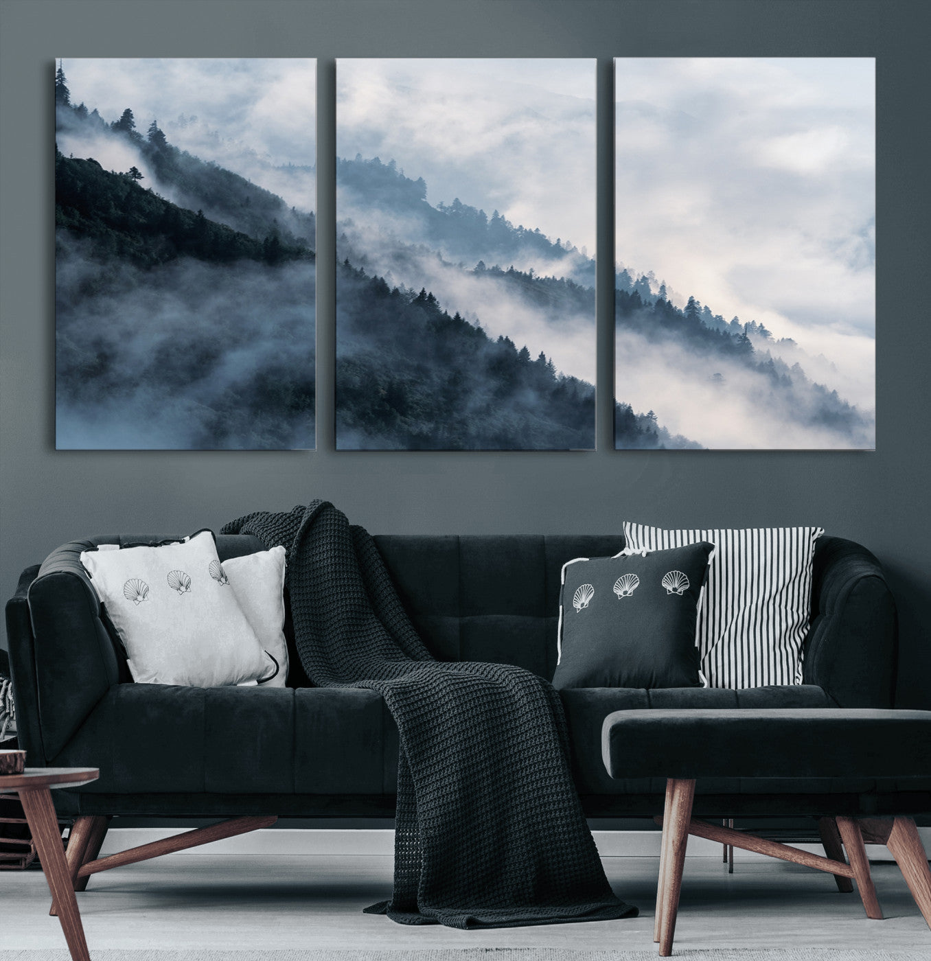 -Foggy Forest Wall Art Canvas Print – Misty Mountain Landscape Decor – Ready to Hang Nature-Inspired