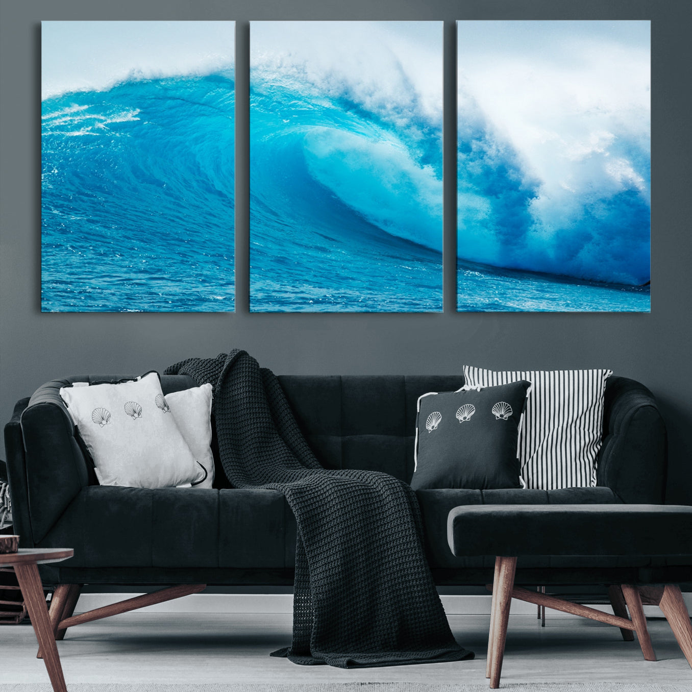 13117-MGV-CV-60X30-3P-Big Ocean Surfing Wave Wall Art Canvas Print