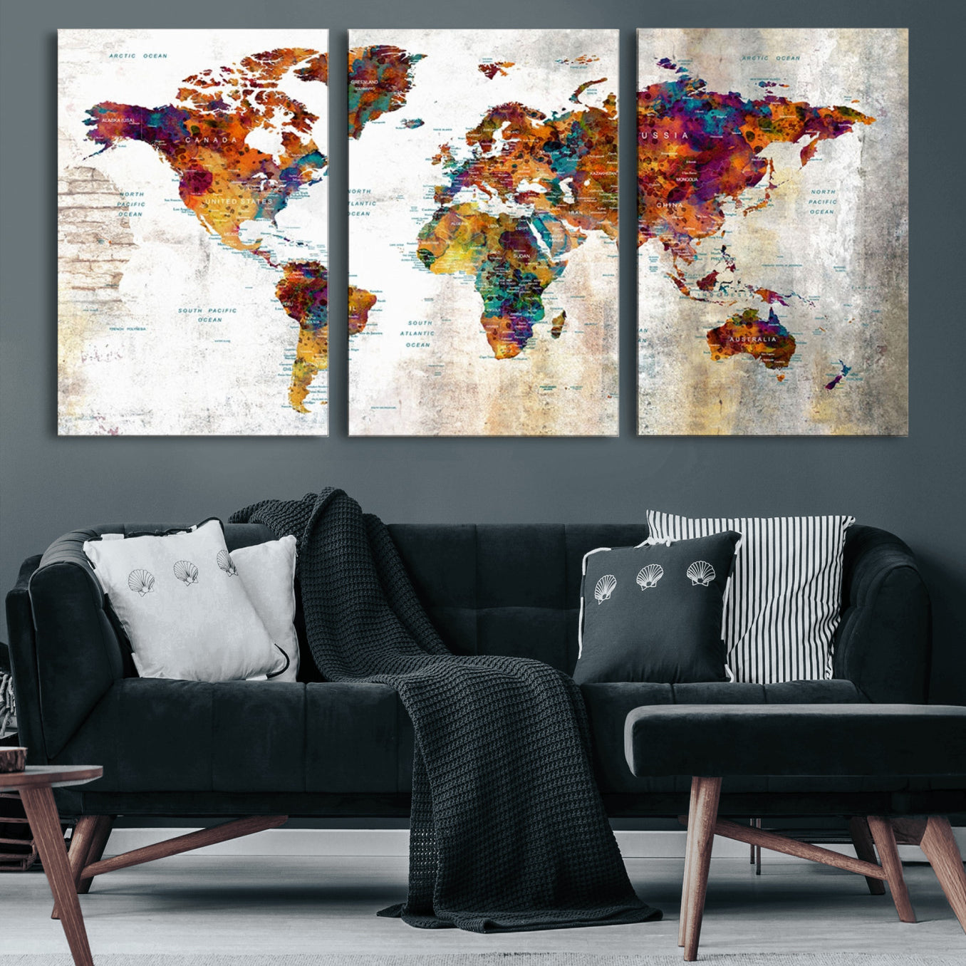 17846-MGV-CV-36X24-Push Pin World Map Canvas Print – Travel Tracker Wall Art for Couples, Perfect Anniversary Gift for Home or Office Decor