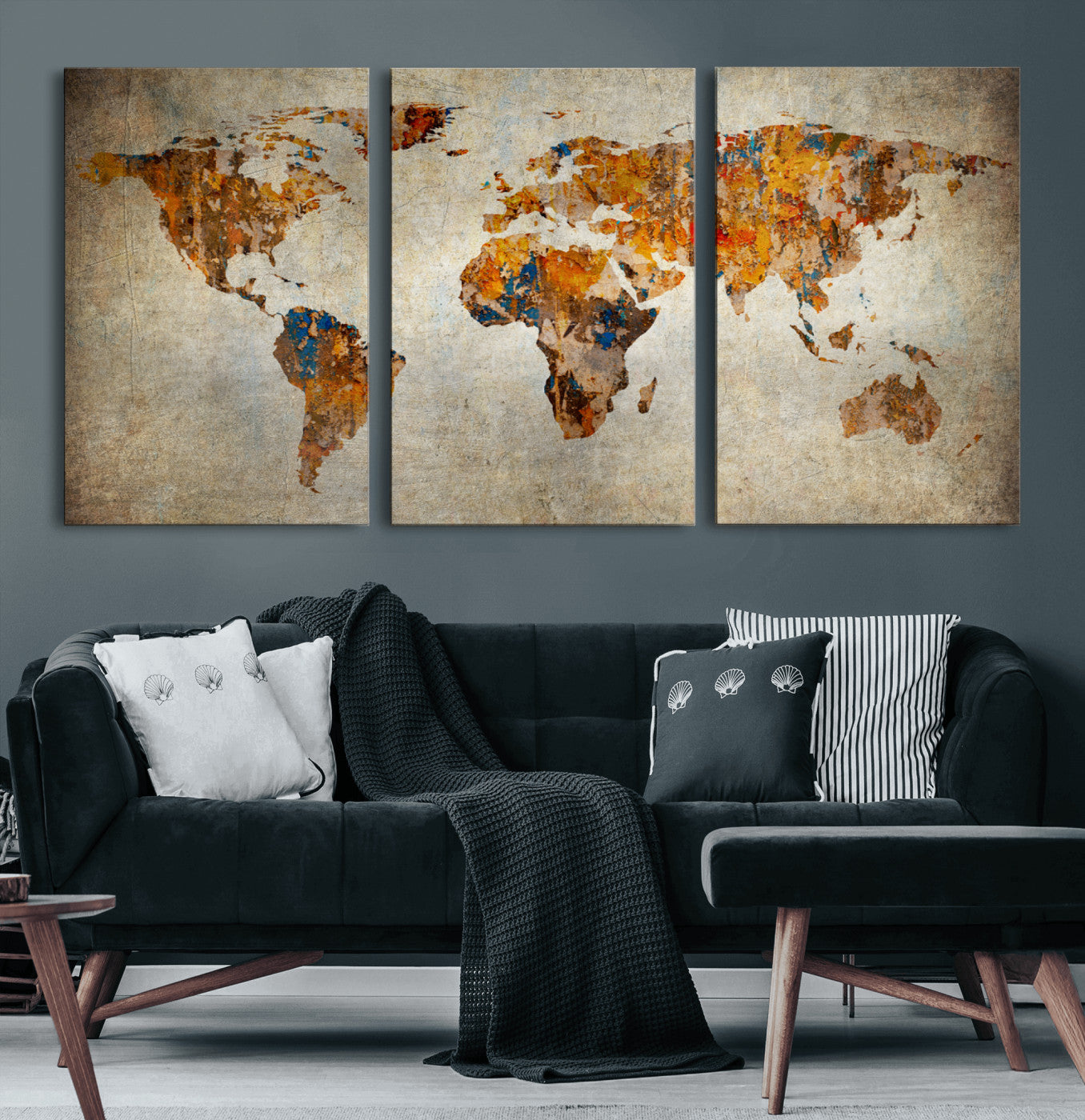 -Push Pin World Map Canvas Print – Travel Tracker Wall Art for Couples, Perfect Anniversary Gift for Home or Office Decor