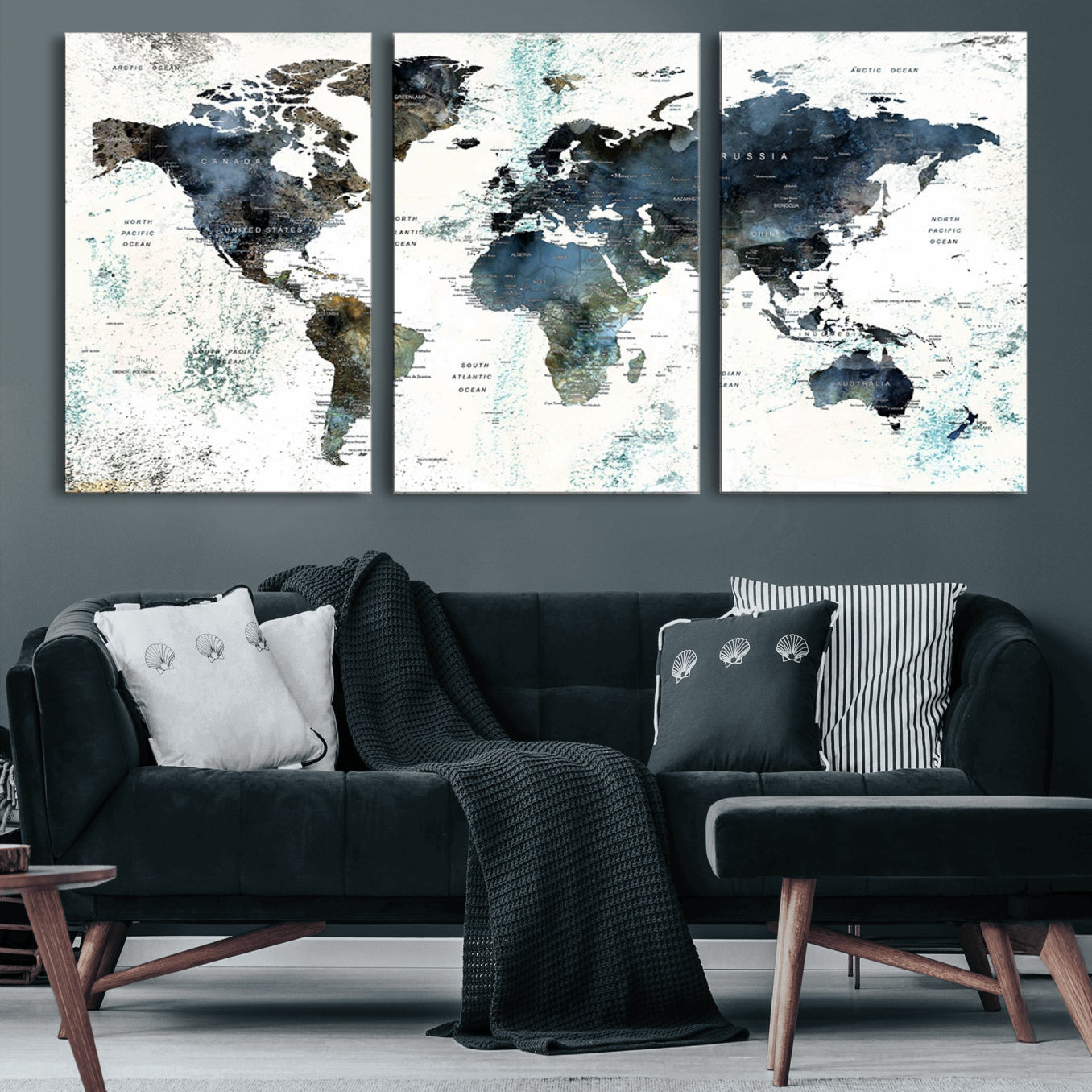 75398-MGV-CV-60X30-3P-Push Pin World Map Canvas Print – Travel Tracker Wall Art for Couples, Perfect Anniversary Gift for Home or Office Decor