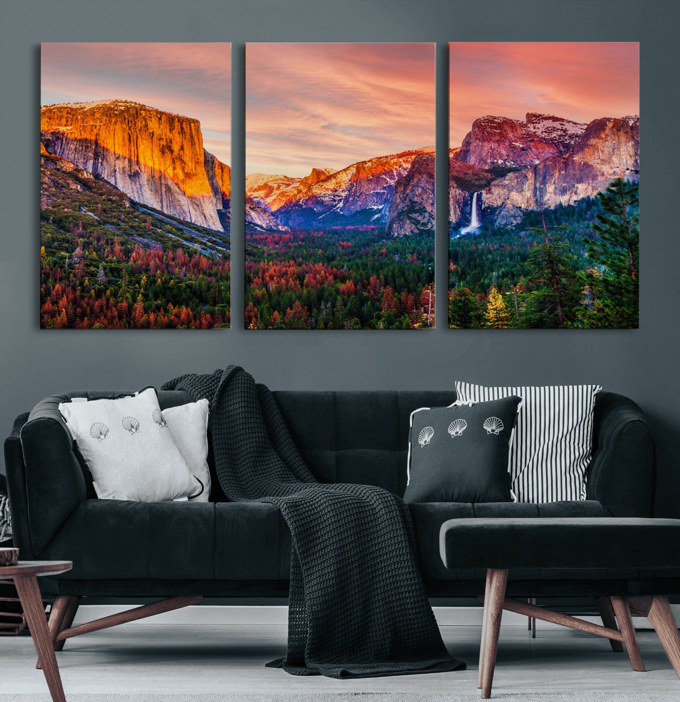 24519-MGV-CV-60X30-3P-Yosemite Nal Park Wall Art Landscape Canvas Print El Capitan