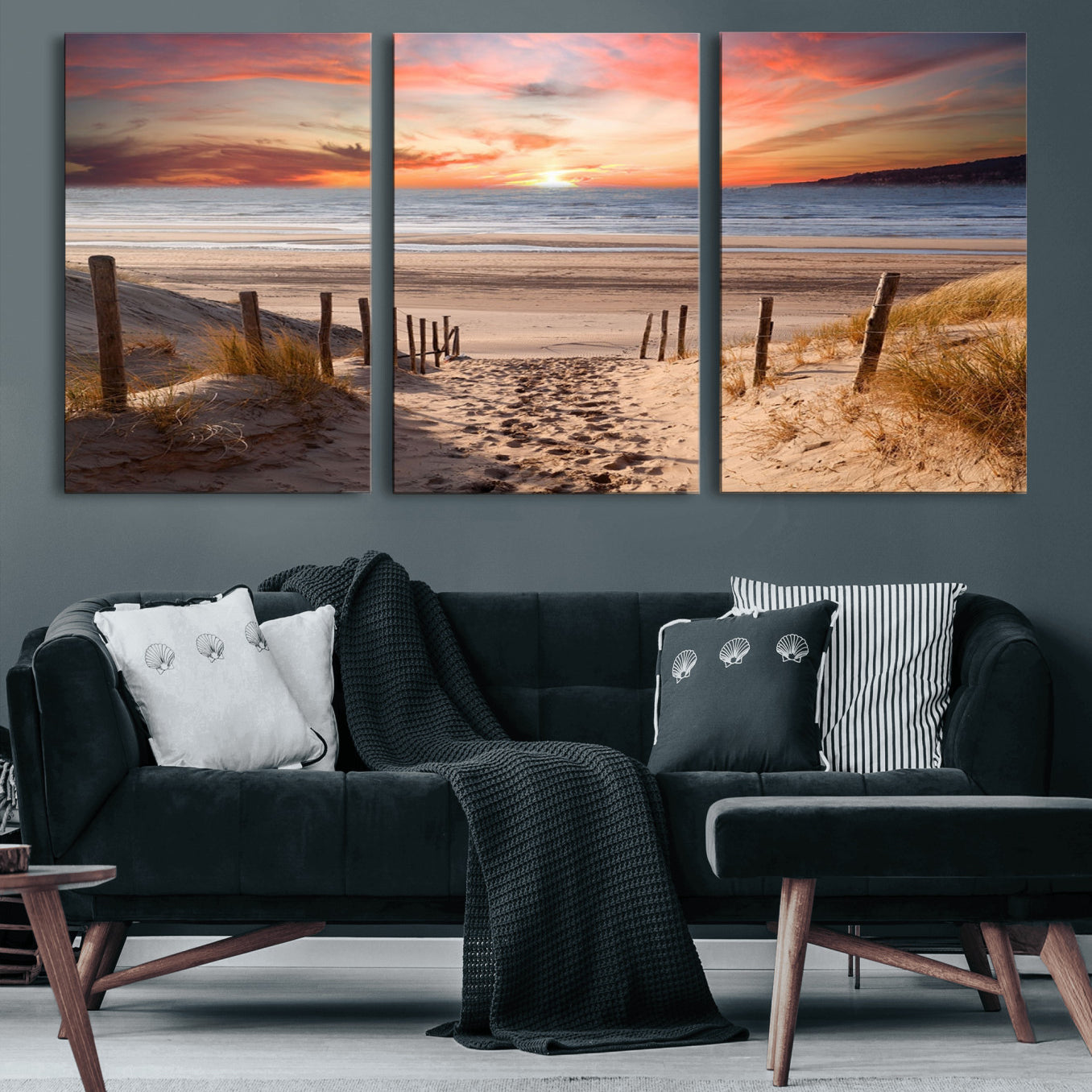 78111-MGV-CV-60X30-3P-Sunset on the Sea Wall Art Canvas Print