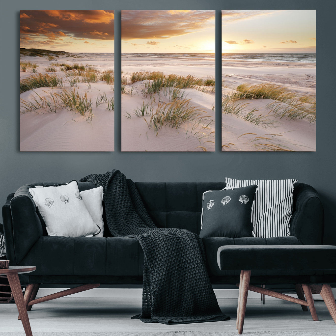 61246-MGV-CV-60X30-3P-Flight Over Coastal Beach Landscape, Flight Over Coastal Beach Print Canvas Wall Art