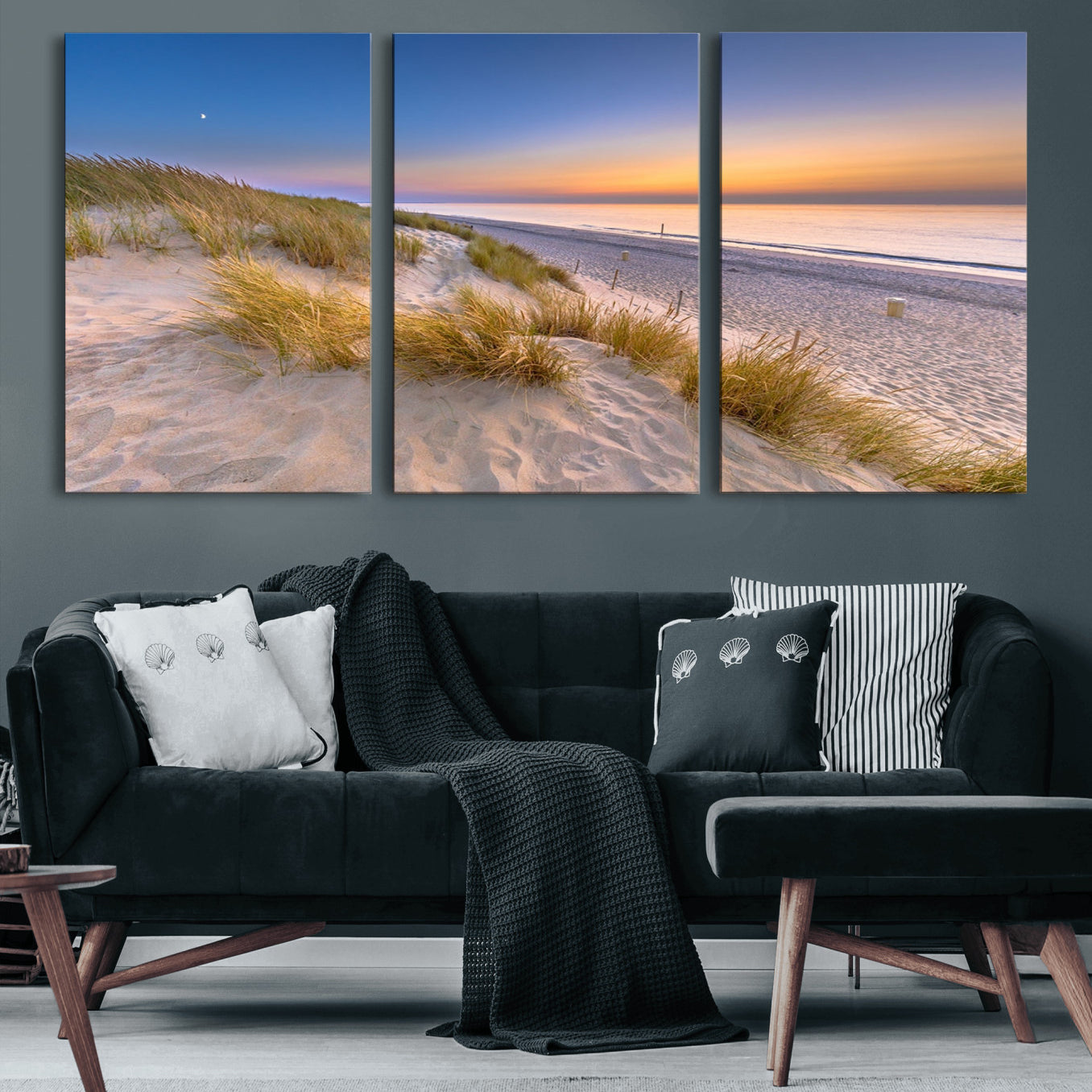 79397-MGV-CV-60X30-3P-Sunrise On The Beach Wall Art Canvas Print