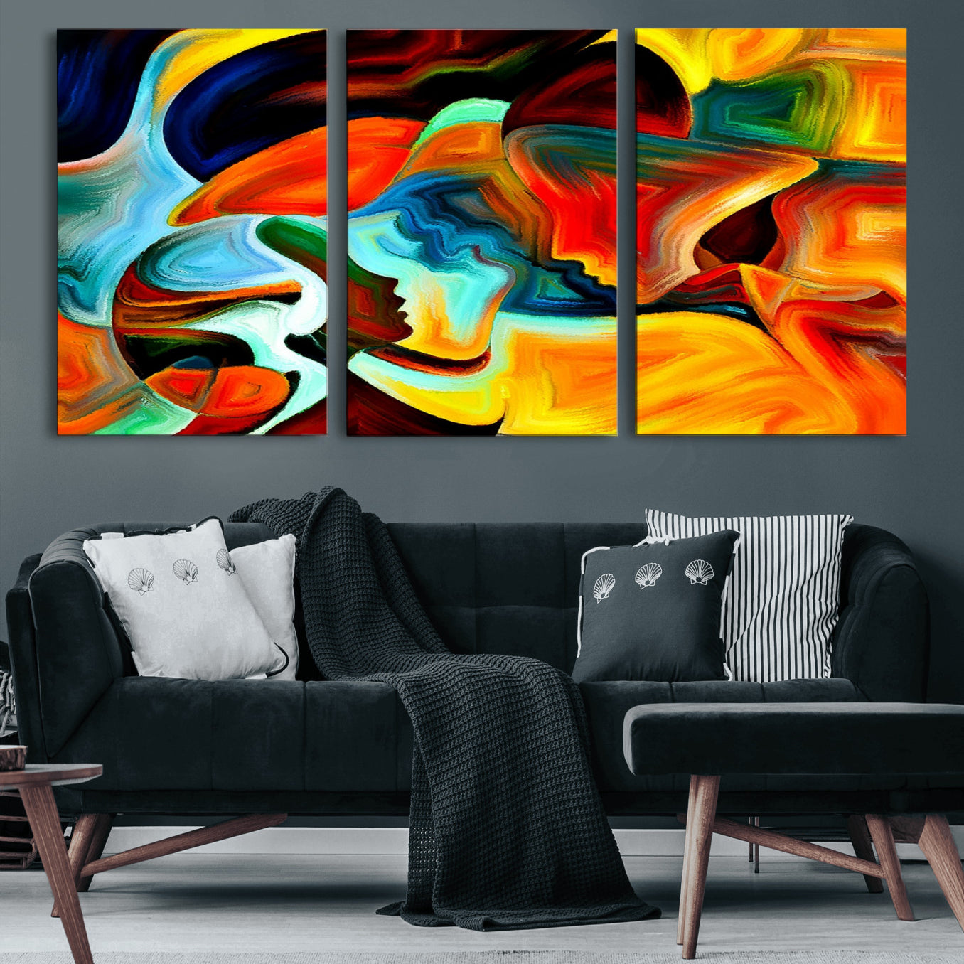 70242-MGV-CV-60X30-3P-Human Love Figures Abstract Wall Art Canvas Print