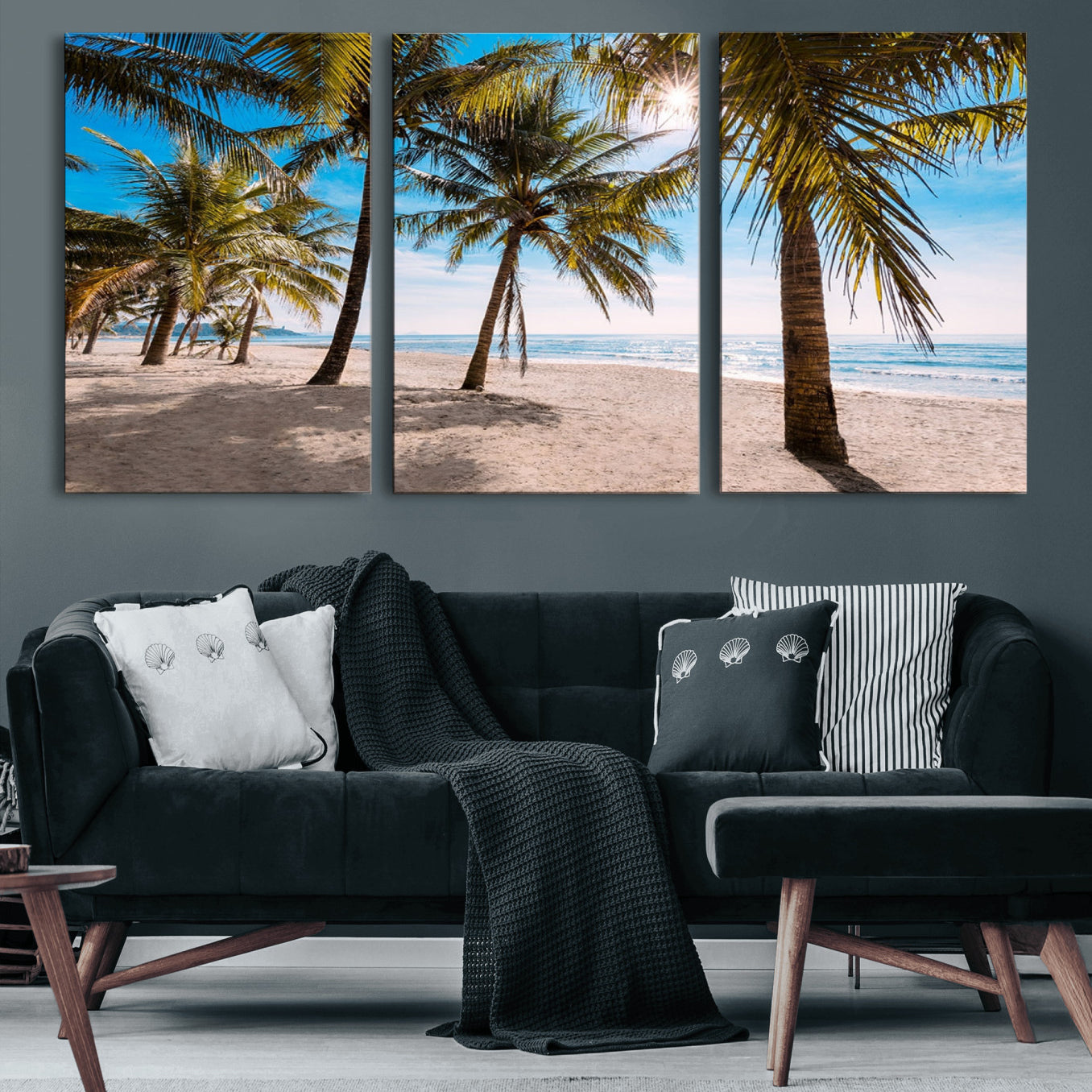 98175-MGV-CV-60X30-3P-Palm Beach Tropical Island Wall Art Canvas Print