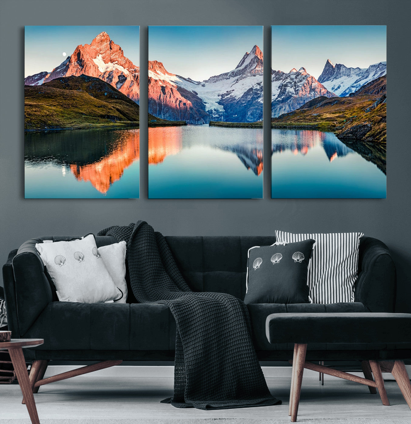88453-MGV-CV-60X30-3P-Landscape Mountain and Lake View Wall Art Canvas Print