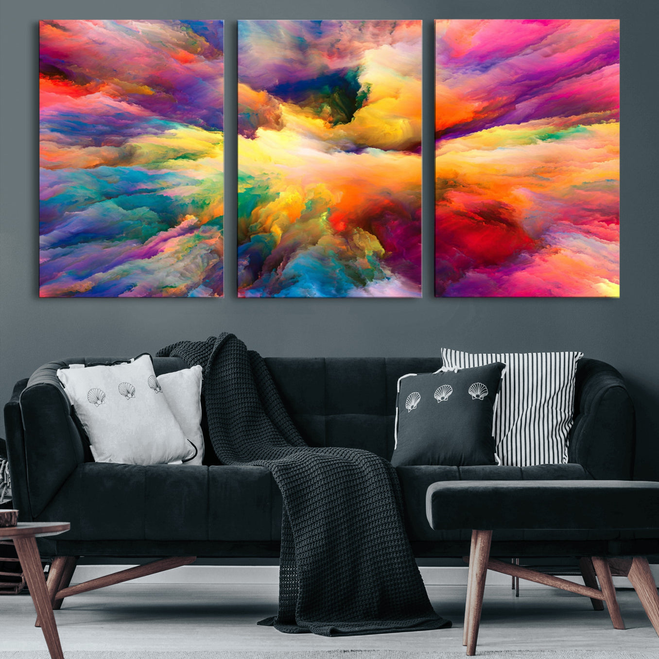 61038-MGV-CV-60X30-3P-Blazing Vibrant Colors Cloud Wall Art Canvas Print