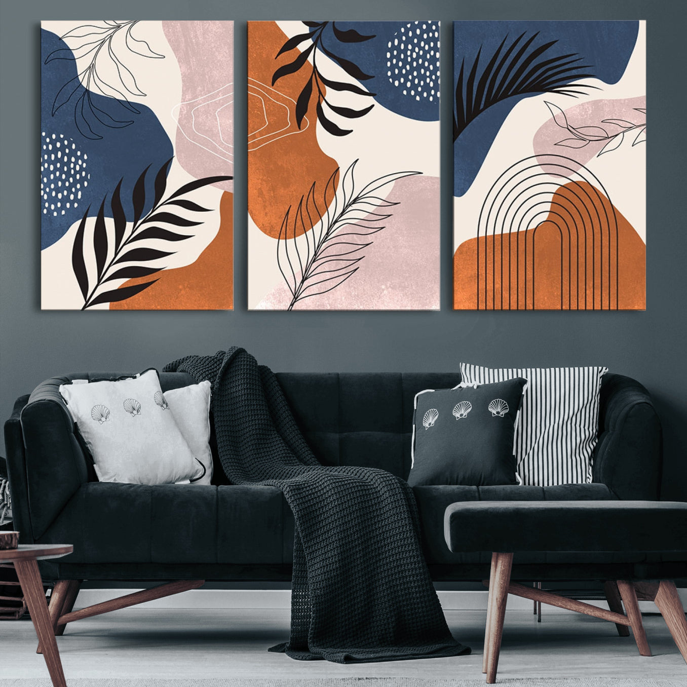 27678-MGV-CV-60X30-3P-Boho Wall Art Canvas Print Set Mid-Century Prints Bohemian Wall Artwork Prints Boho Neutral,