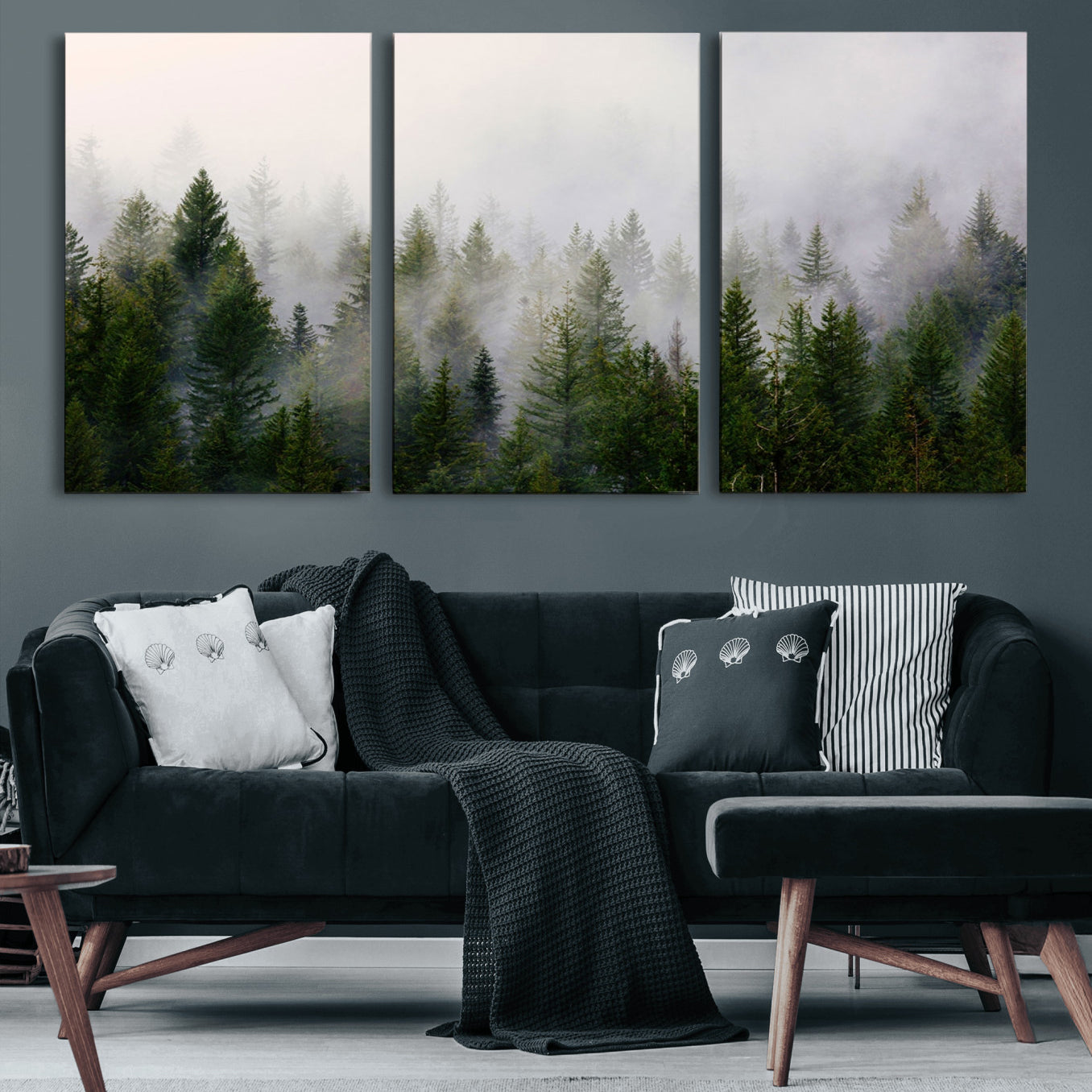 11436-MGV-CV-36X24-Forest Wall Art Canvas Print | Foggy Forest Wall Art | Pine Wood Forest Print