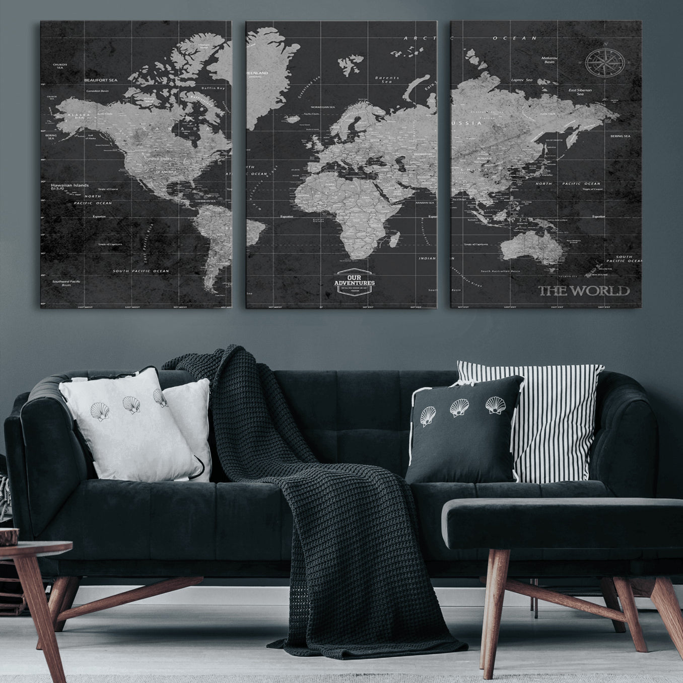 85500-MGV-CV-60X30-3P-Push Pin World Map Canvas Print – Travel Tracker Wall Art for Couples, Perfect Anniversary Gift for Home or Office Decor