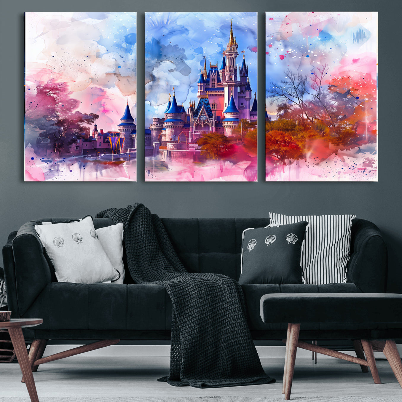 58662-MGV-CV-36X24-Disney Wall Art: Dreamy Watercolor Cinderella Castle Canvas Print