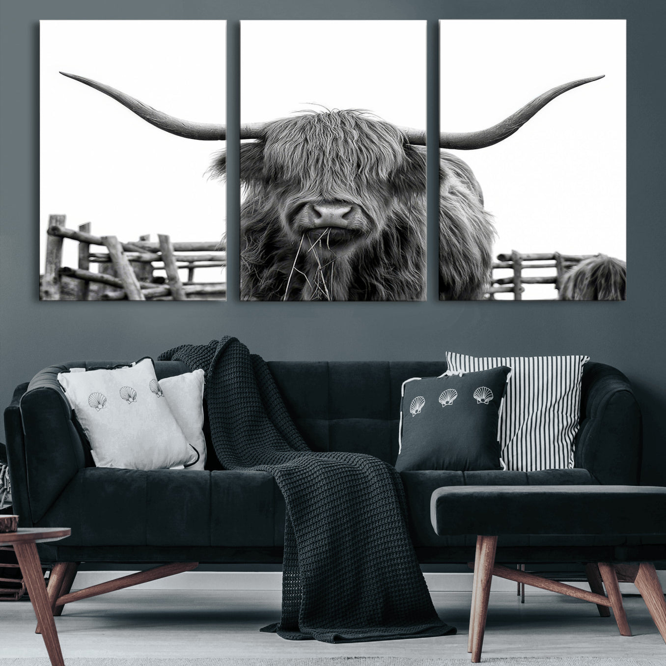 58188-MGV-CV-60X30-3P-Longhorn Canvas Print, Bighorn Cow Wall Art Canvas Print