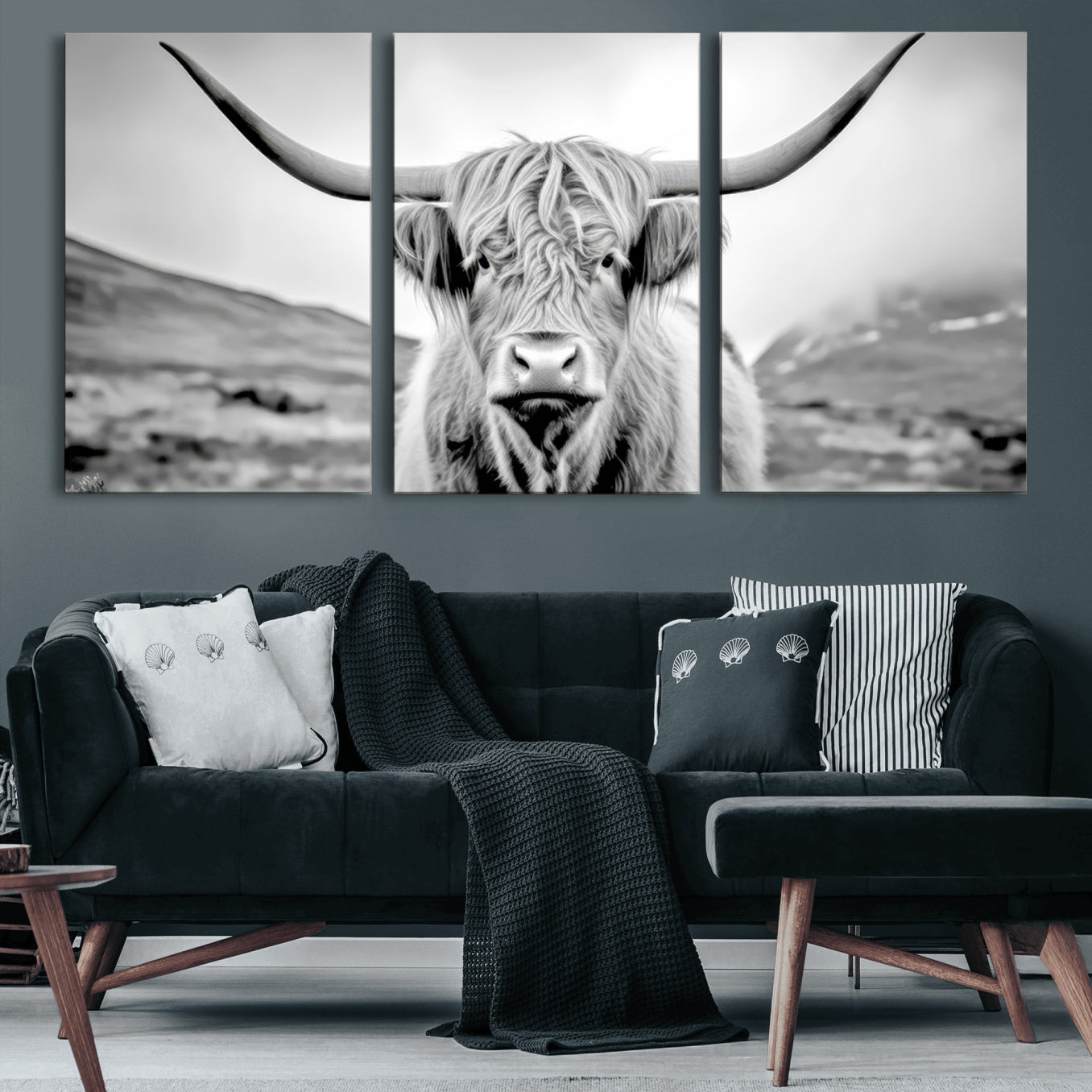 80564-MGV-CV-60X30-3P - Scottish Cow Wall Art Canvas Print