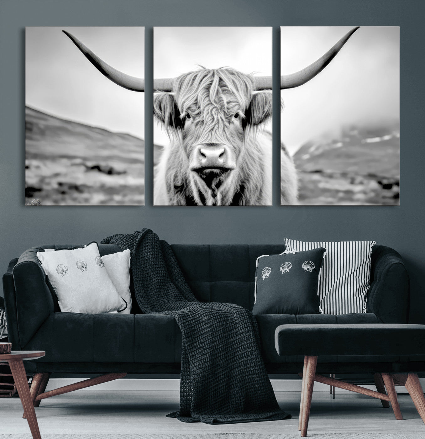 80564-MGV-CV-60X30-3P - Scottish Cow Wall Art Canvas Print