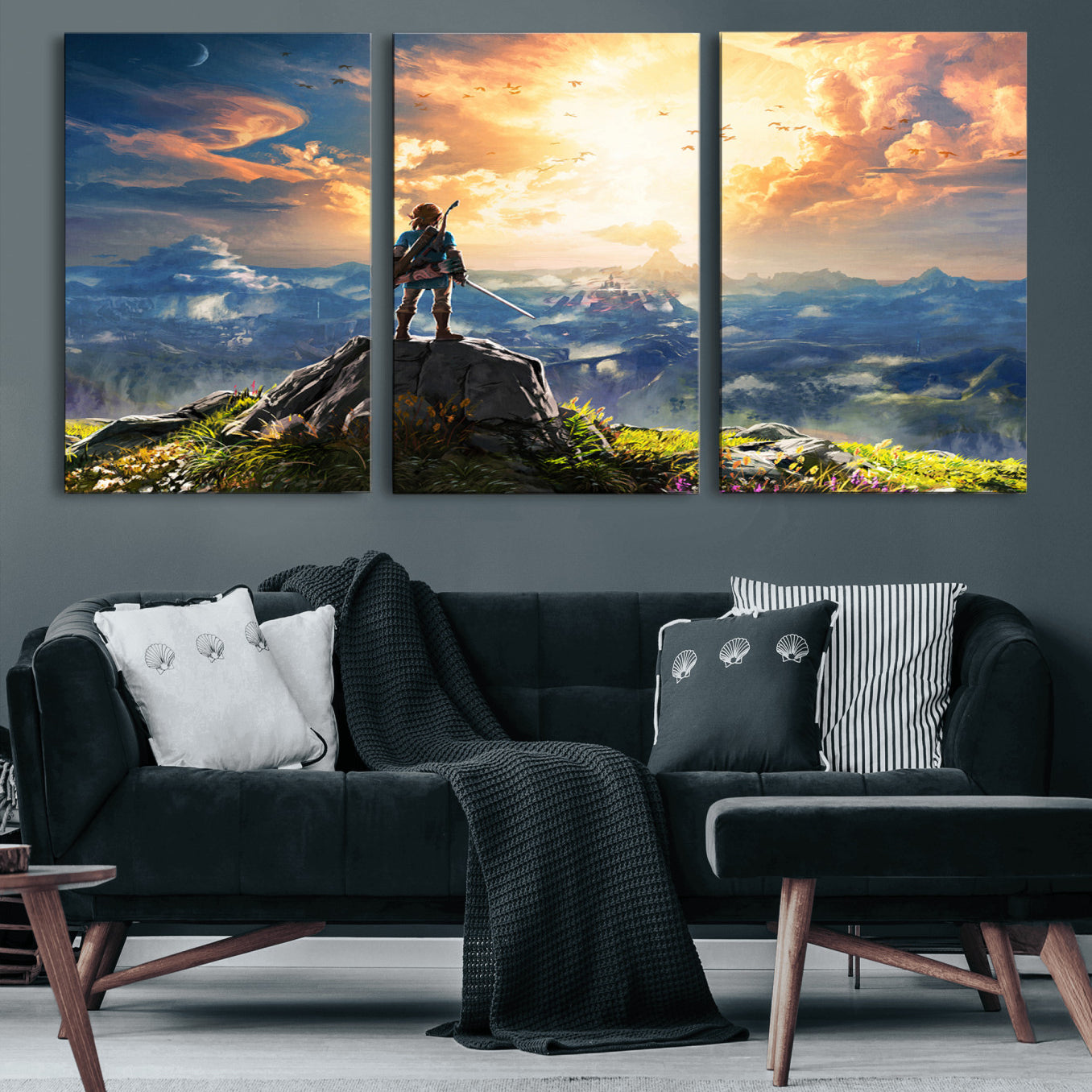 18096-MGV-CV-60X30-3P-Legend of Zelda Breath of the Wild Game Wall Art Canvas, Legend of Zelda Canvas Print