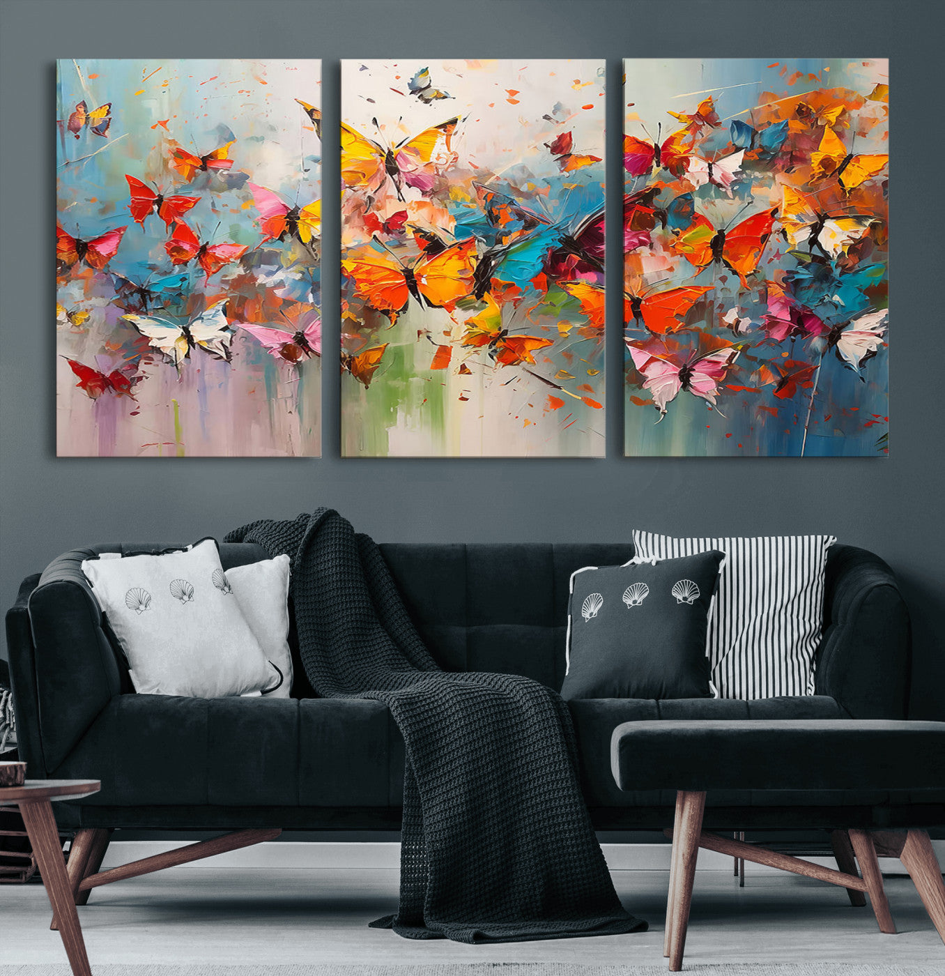 11835-MGV-CV-60X30-3P-Abstract Butterfly Wall Art Canvas Print