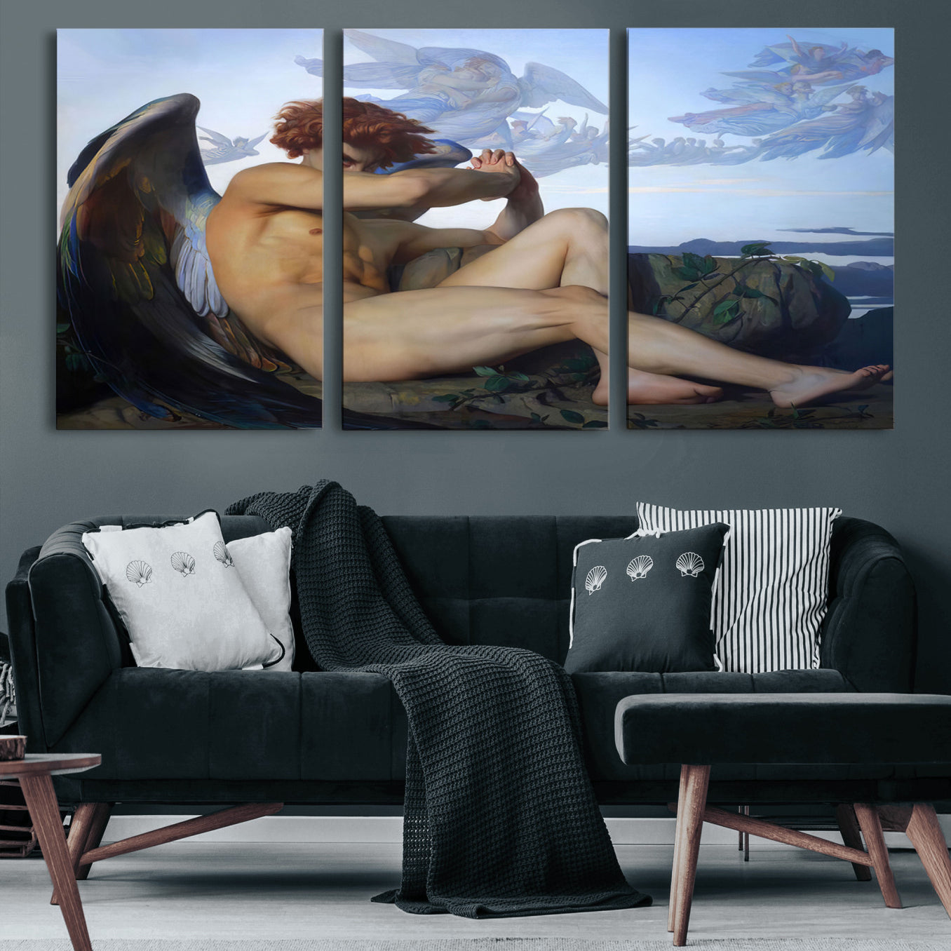 94220-MGV-CV-60X30-3P-Fallen Angel Wall Art Canvas Print – Classic Art, Framed, Ready to Hang - Alexandre Cabanel