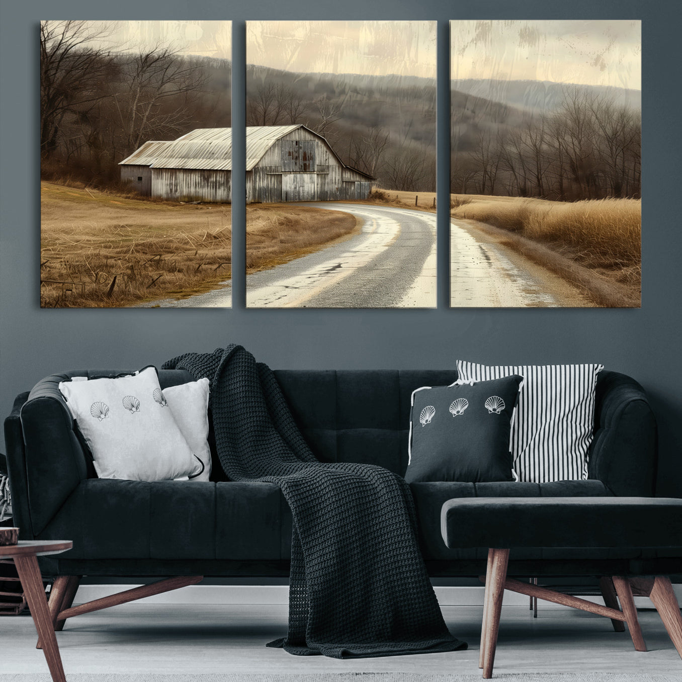 10376-MGV-CV-60X30-3P-Vintage Barn for Farmhouse Wall Decor Canvas Print