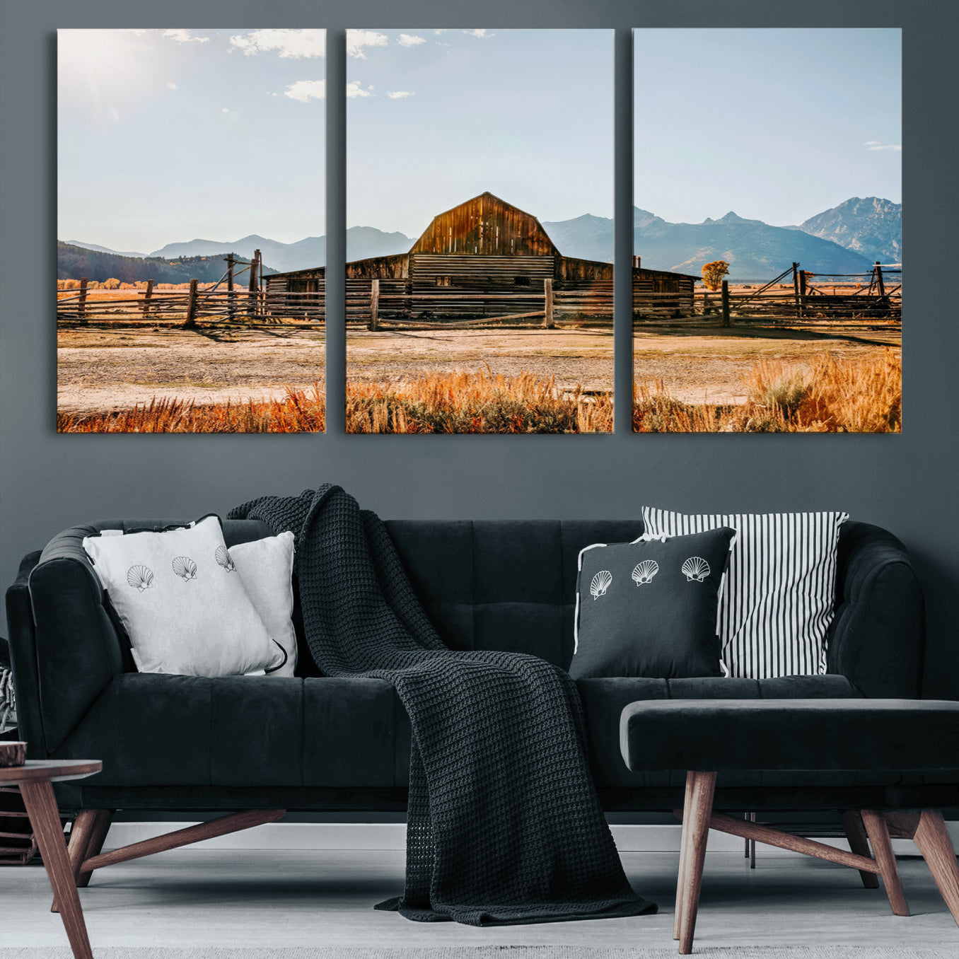 -Vintage Old Barn Field Wall Art Canvas Print for Farmhouse Decor - Rustic Barn Wall Art Canvas Print