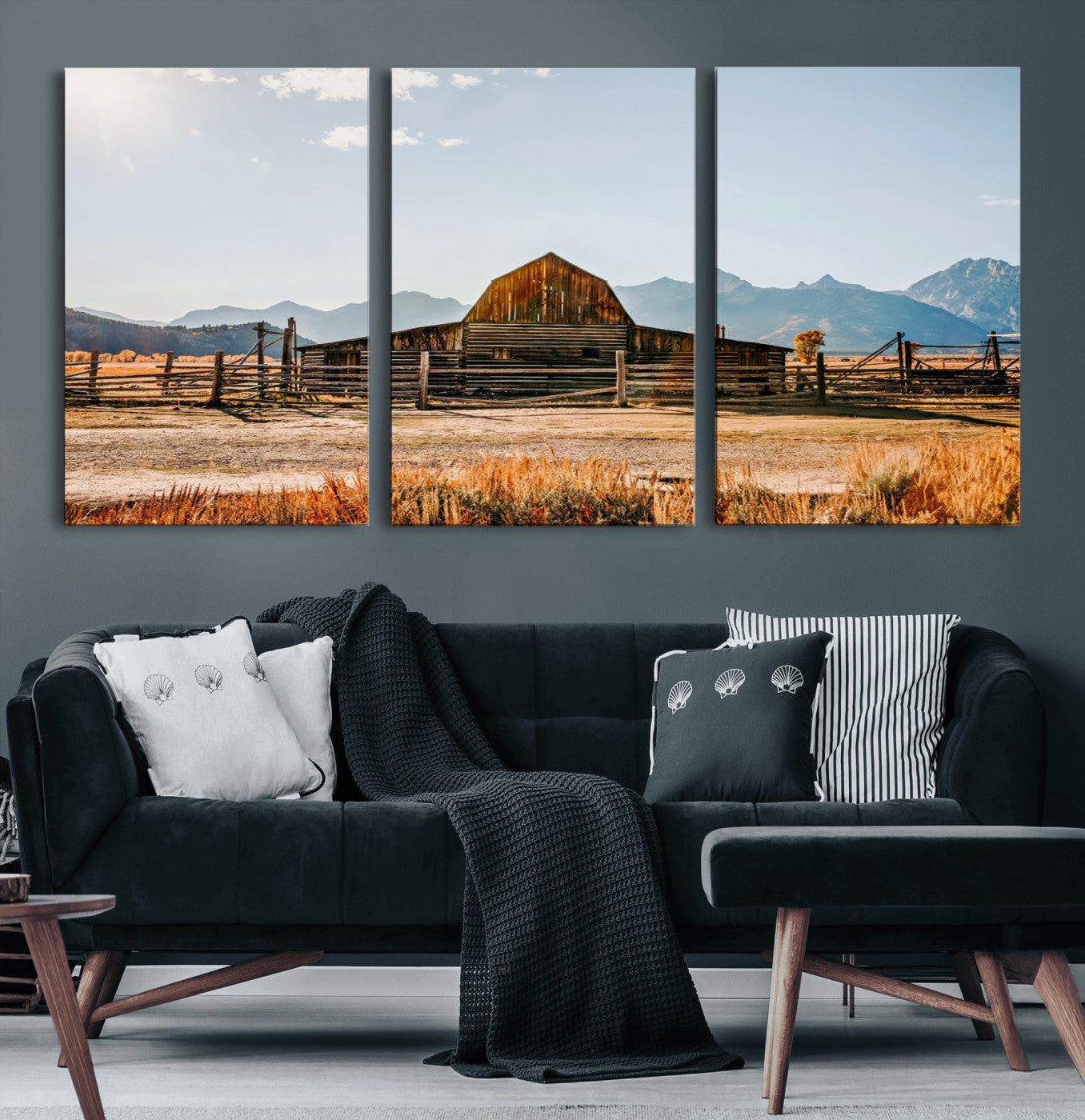 26513-MGV-CV-36X24-Vintage Old Barn Field Wall Art Canvas Print for Farmhouse Decor - Rustic Barn Wall Art Canvas Print